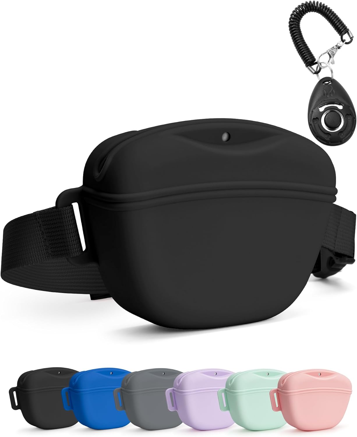 Dog Treat Pouch with Training Clicker, Upgrade Stronger Magnetic Closure to Avoid Spilling, 1.67 Cup Silicone Treat Bag Fanny Pack with Waist Belt for Pet Training Walking (Black) Dog Treat Pouch with Training Clicker, Upgrade Stronger Magnetic Closure to Avoid Spilling, 1.67 Cup Silicone Treat Bag Fanny Pack with Waist Belt for Pet Training Walking (Black)