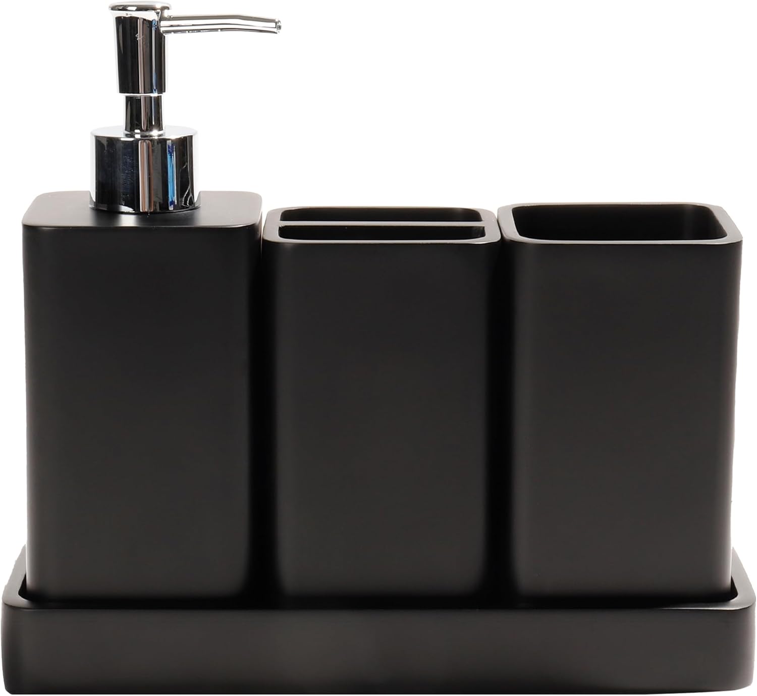 Bathroom Accessories Set, 4 Pcs Bathroom Accessory Set, Soap Dispenser, Toothbrush Holder, Qtip Holder Set, Bathroom Sets Complete, Bathroom Sink Set for Modern Home Decor, Black Bathroom Accessories Set, 4 Pcs Bathroom Accessory Set, Soap Dispenser, Toothbrush Holder, Qtip Holder Set, Bathroom Sets Complete, Bathroom Sink Set for Modern Home Decor, Black