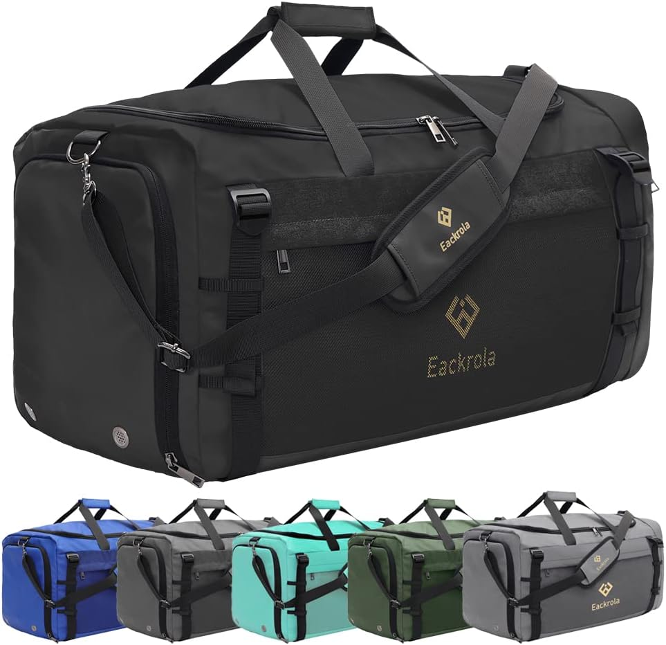 Eackrola Large Sports Gym Bag, Travel Duffel bag with Wet Pocket & Shoes Compartment for men women, 65L, Lightweight Eackrola Large Sports Gym Bag, Travel Duffel bag with Wet Pocket & Shoes Compartment for men women, 65L, Lightweight