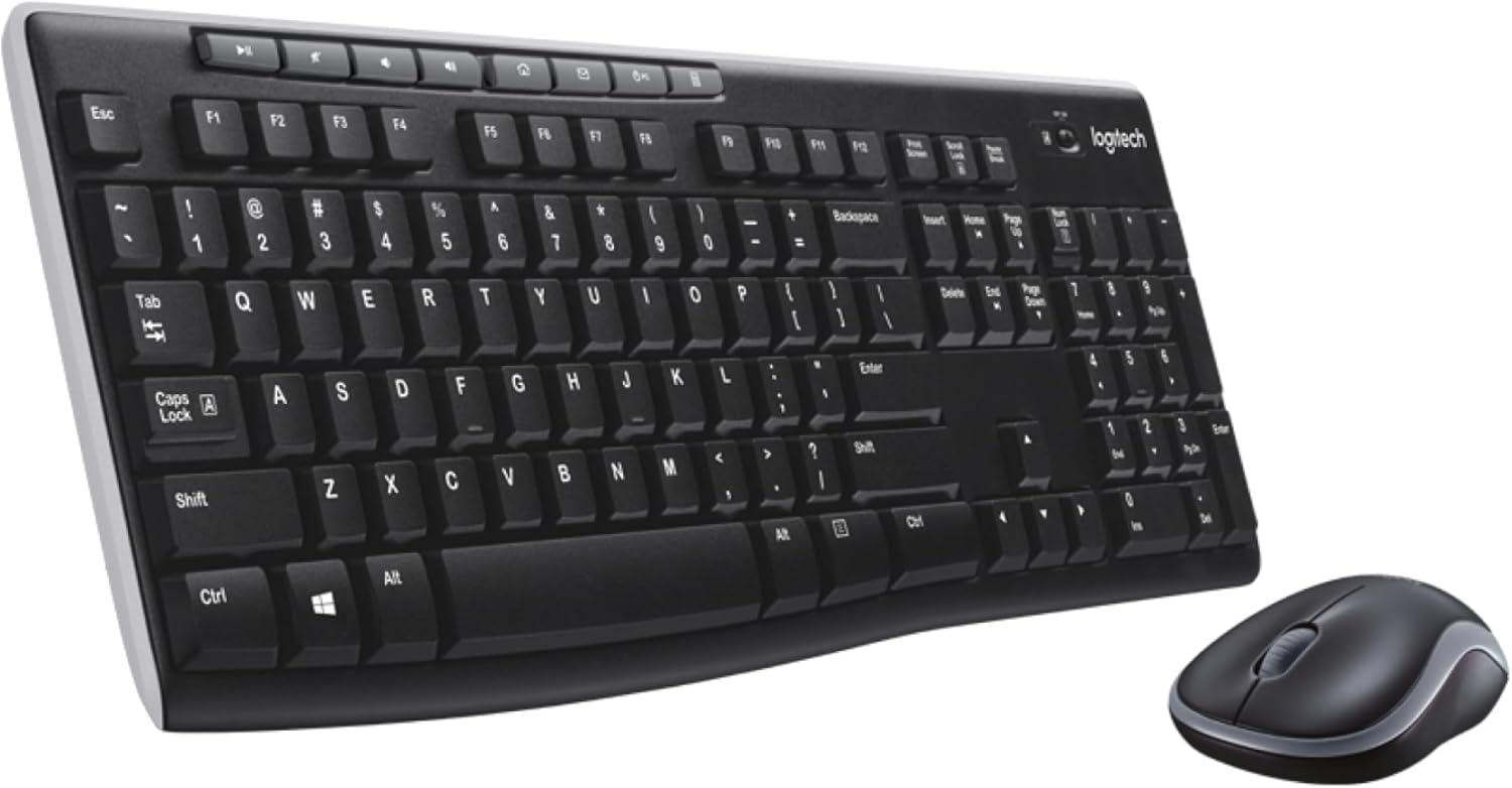 Logitech MK270 Wireless Keyboard And Mouse Combo For Windows, 2.4 GHz Wireless, Compact Mouse, 8 Multimedia And Shortcut Keys, For PC, Laptop – Black Logitech MK270 Wireless Keyboard And Mouse Combo For Windows, 2.4 GHz Wireless, Compact Mouse, 8 Multimedia And Shortcut Keys, For PC, Laptop – Black