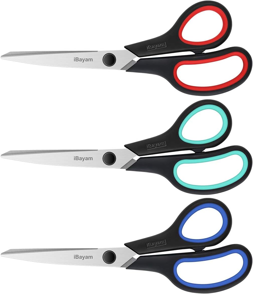3-Pack 8″ Heavy Duty Scissors with Ultra Sharp Blades and Comfort Grip Handles – For Office, Home, School, Sewing, and Crafts 3-Pack 8″ Heavy Duty Scissors with Ultra Sharp Blades and Comfort Grip Handles – For Office, Home, School, Sewing, and Crafts