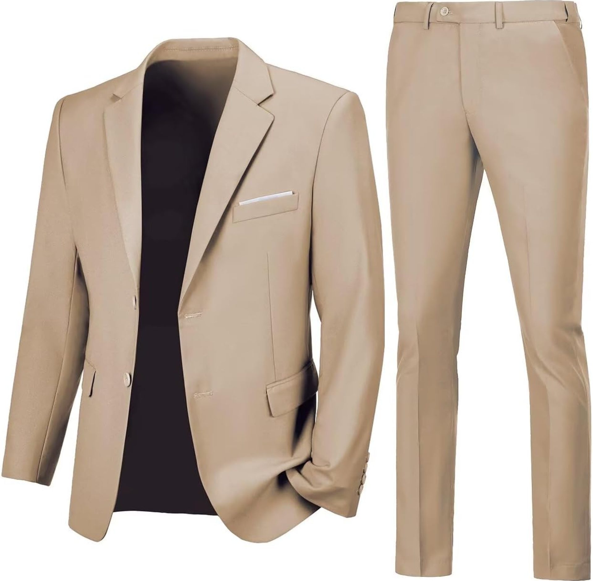 Mens Slim Fit 2 Piece Suit Two Button Notched Lapel Solid Suit Jacket Pants Set Tuxedo for Prom Mens Slim Fit 2 Piece Suit Two Button Notched Lapel Solid Suit Jacket Pants Set Tuxedo for Prom