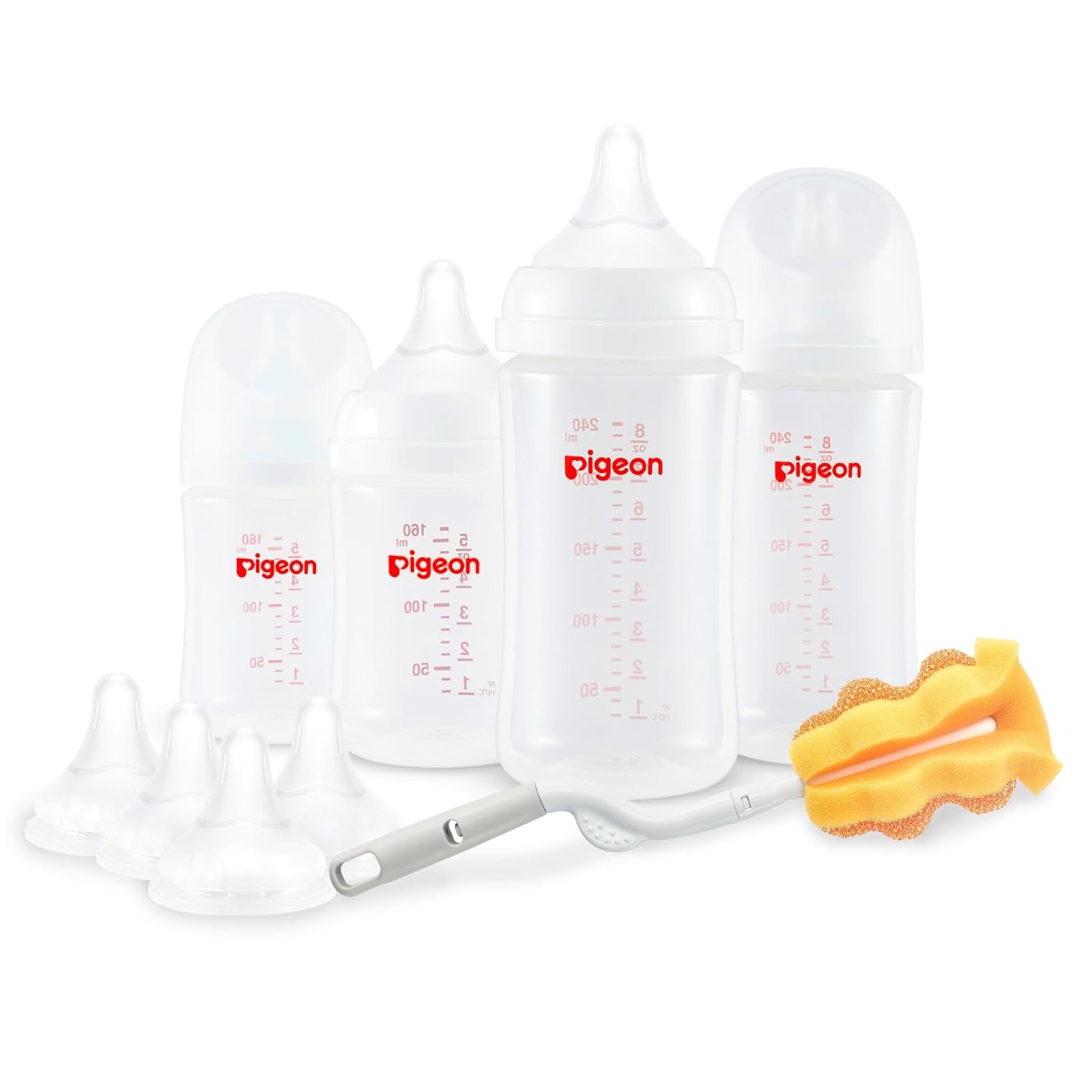 Pigeon Baby Bottle Newborn Feeding Gift Set, Anti-Colic, Wide Neck Bottle with Latch-On Line Nipple (4 PP Feeding Bottles with Nipples+ 4 Nipples + 1 Baby Bottle Brush) Pigeon Baby Bottle Newborn Feeding Gift Set, Anti-Colic, Wide Neck Bottle with Latch-On Line Nipple (4 PP Feeding Bottles with Nipples+ 4 Nipples + 1 Baby Bottle Brush)