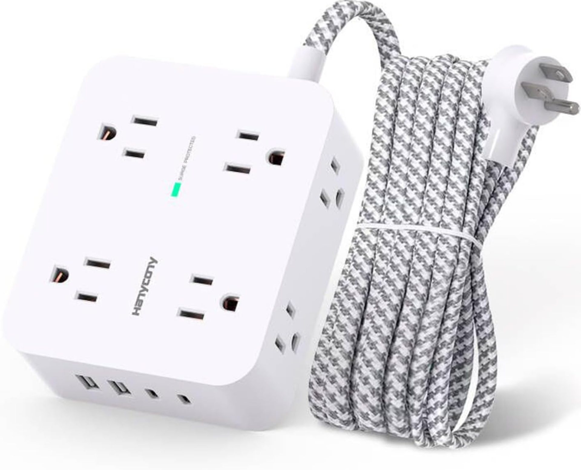 Surge Protector Power Strip – 8 Outlets with 4 USB (2 USB C) Charging Ports, Multi Plug Outlet Extender, 5Ft Braided Extension Cord, Flat Plug Wall Mount Desk USB Charging Station for Home Office ETL Surge Protector Power Strip – 8 Outlets with 4 USB (2 USB C) Charging Ports, Multi Plug Outlet Extender, 5Ft Braided Extension Cord, Flat Plug Wall Mount Desk USB Charging Station for Home Office ETL