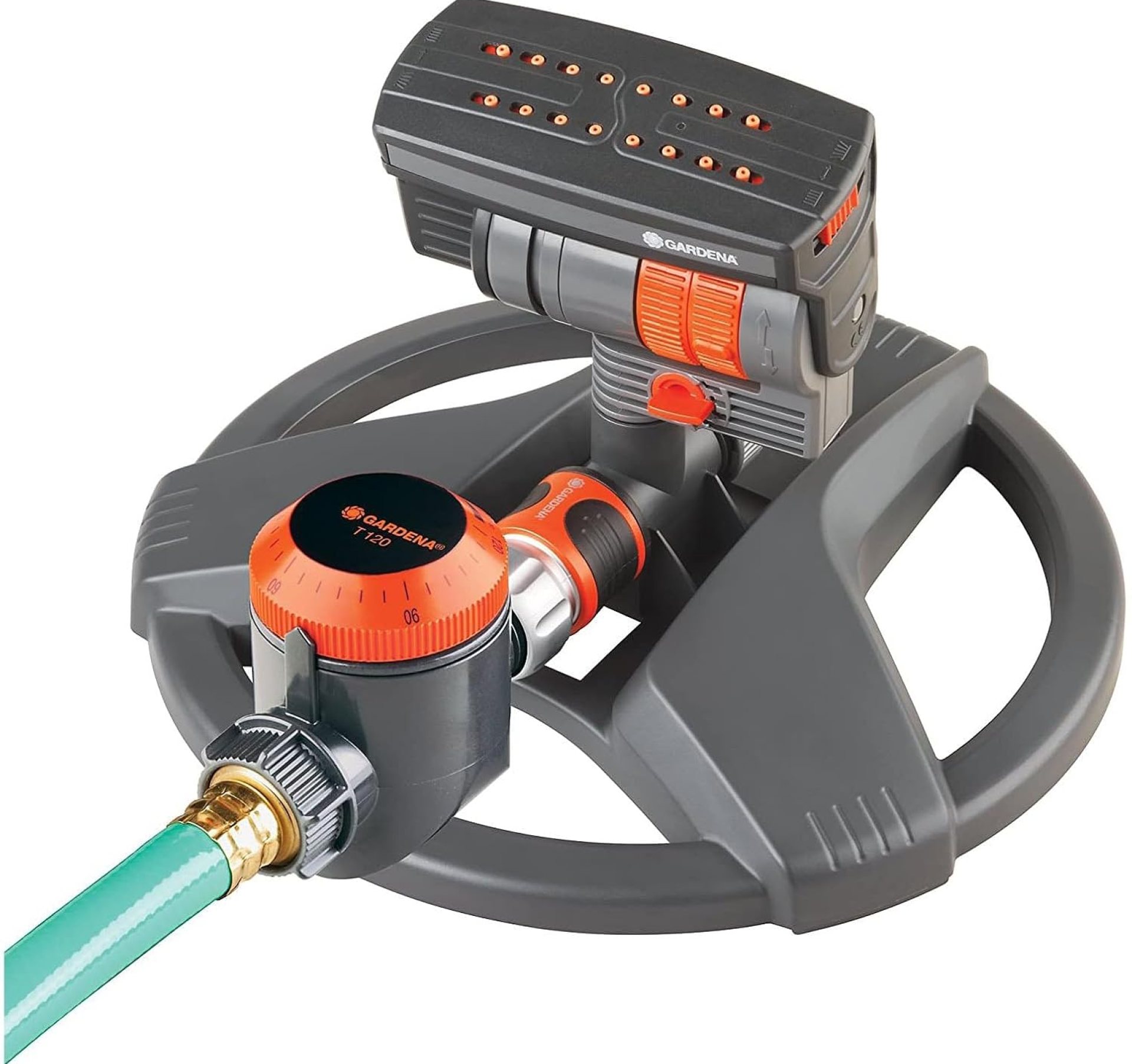 Gardena (69-84BZMX) ZoomMaxx Adjustable Sprinkler with Built in Timer Weighted Base for Precise Watering up to 2,300 Sq Ft, Compatible with Any Hose Brand, Made in Germany 5 Year Warranty Gardena (69-84BZMX) ZoomMaxx Adjustable Sprinkler with Built in Timer Weighted Base for Precise Watering up to 2,300 Sq Ft, Compatible with Any Hose Brand, Made in Germany 5 Year Warranty