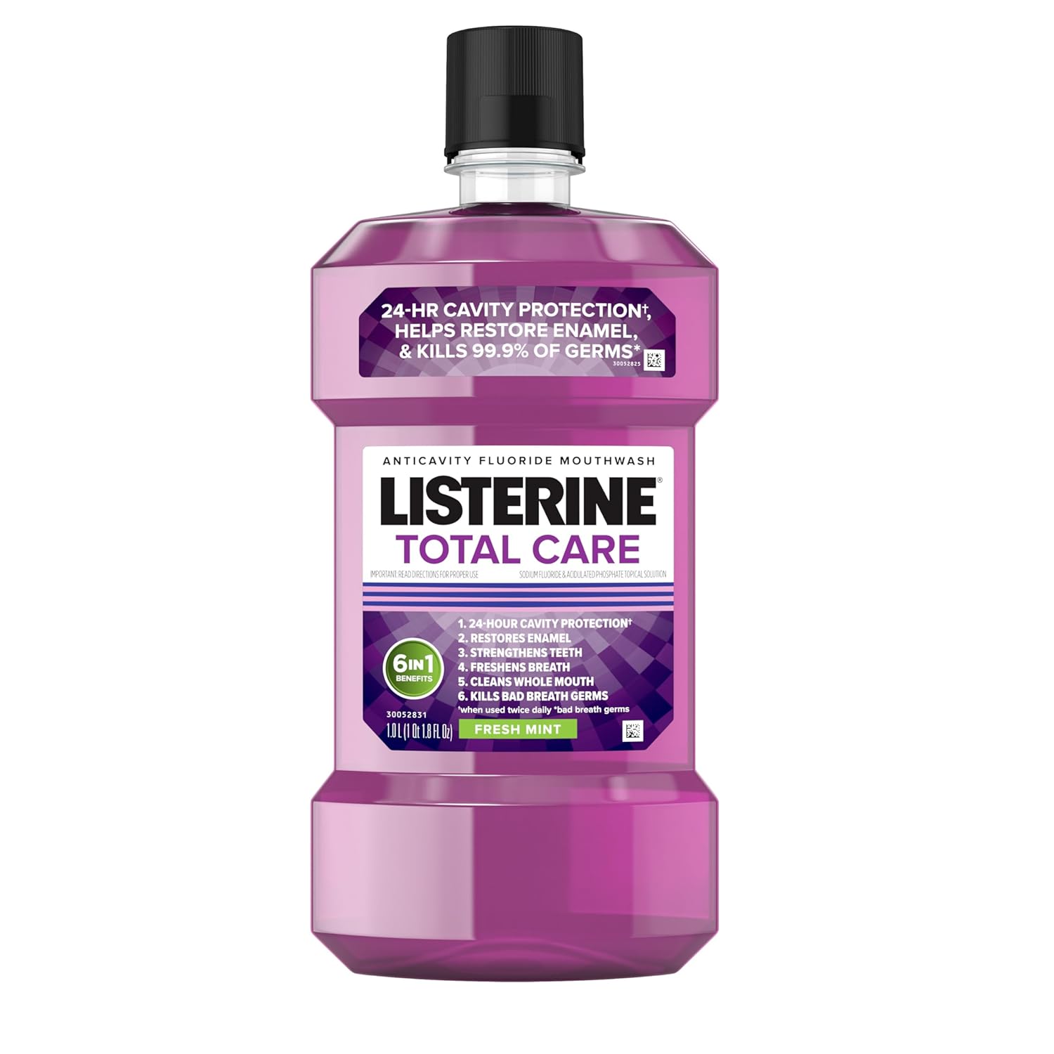 Listerine Total Care Anticavity Fluoride Mouthwash, 6 Benefits in 1 Oral Rinse Helps Kill 99% of Bad Breath Germs, Prevents Cavities, Strengthens Teeth, ADA-Accepted, Fresh Mint, 1 L Listerine Total Care Anticavity Fluoride Mouthwash, 6 Benefits in 1 Oral Rinse Helps Kill 99% of Bad Breath Germs, Prevents Cavities, Strengthens Teeth, ADA-Accepted, Fresh Mint, 1 L