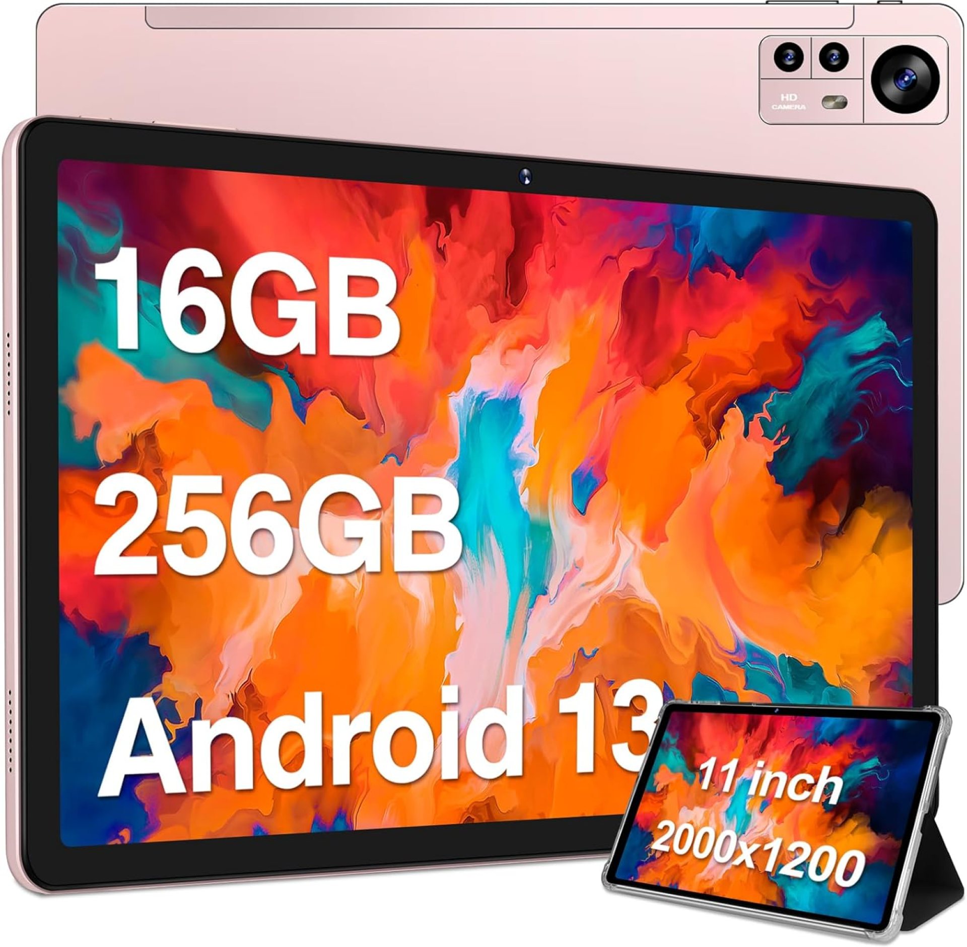 2024 Latest Tablet 11 inch Android 13 Tablets 16GB+256GB+1TB Expand, Octa-Core, 2K 2000 x 1200 Display, 13MP Triple Camera, 8600mAh, Quad Speakers, 5G/2.4G WiFi,GPS,Bluetooth 5.0, with Case -Rose Gold 2024 Latest Tablet 11 inch Android 13 Tablets 16GB+256GB+1TB Expand, Octa-Core, 2K 2000 x 1200 Display, 13MP Triple Camera, 8600mAh, Quad Speakers, 5G/2.4G WiFi,GPS,Bluetooth 5.0, with Case -Rose Gold
