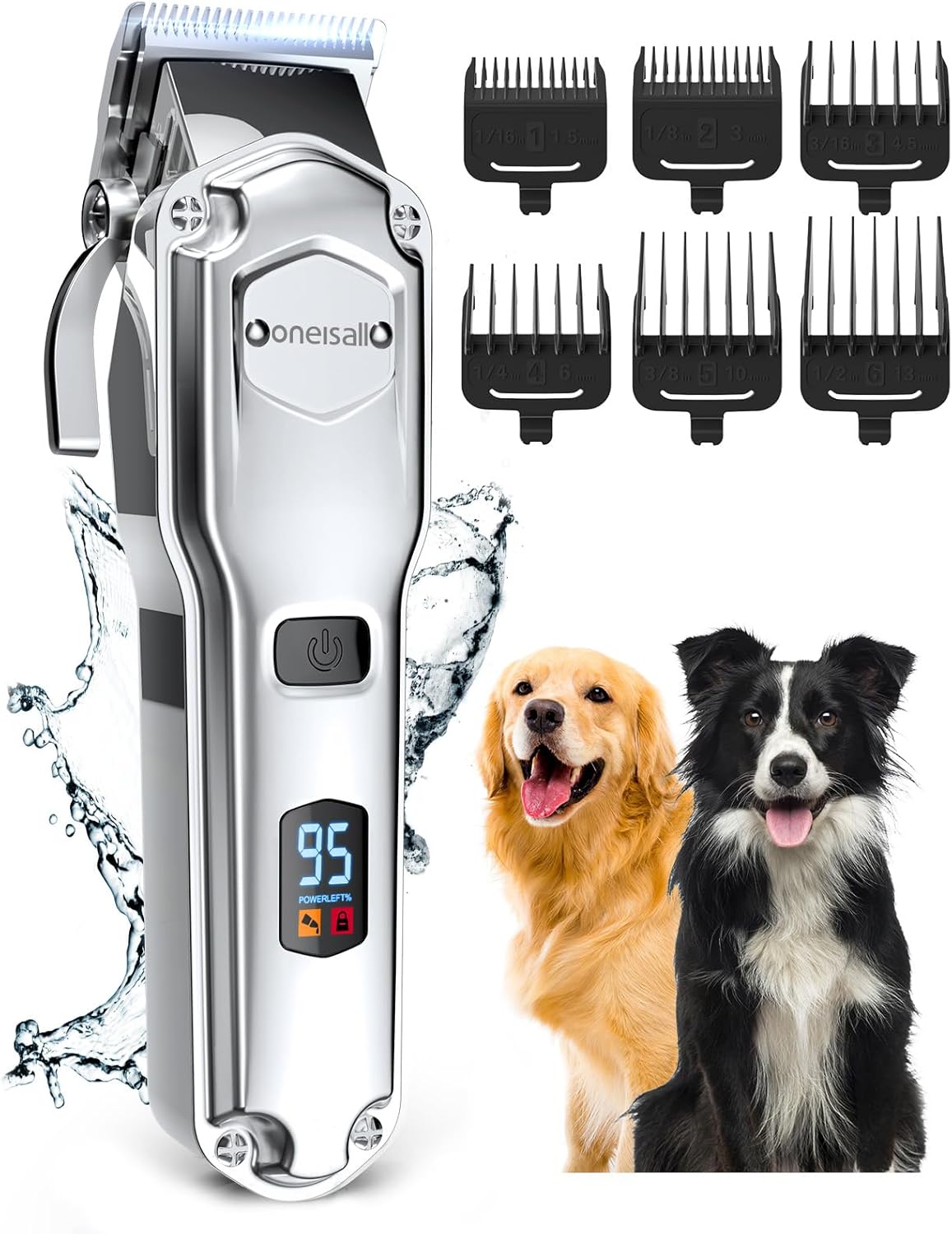 oneisall Dog Clippers for Grooming for Thick Heavy Coats/Low Noise Rechargeable Cordless Pet Shaver with Stainless Steel Blade/Waterproof Dog Shaver for Dogs Pets and Animals (Sliver) oneisall Dog Clippers for Grooming for Thick Heavy Coats/Low Noise Rechargeable Cordless Pet Shaver with Stainless Steel Blade/Waterproof Dog Shaver for Dogs Pets and Animals (Sliver)