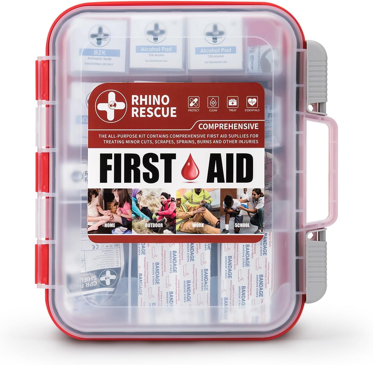 RHINO RESCUE 350 Pieces OSHA All-Purpose First Aid Kit, Home & Office Professional Medical Supplies, Ideal for Emergency, School, Business FSA HSA Eligible RHINO RESCUE 350 Pieces OSHA All-Purpose First Aid Kit, Home & Office Professional Medical Supplies, Ideal for Emergency, School, Business FSA HSA Eligible