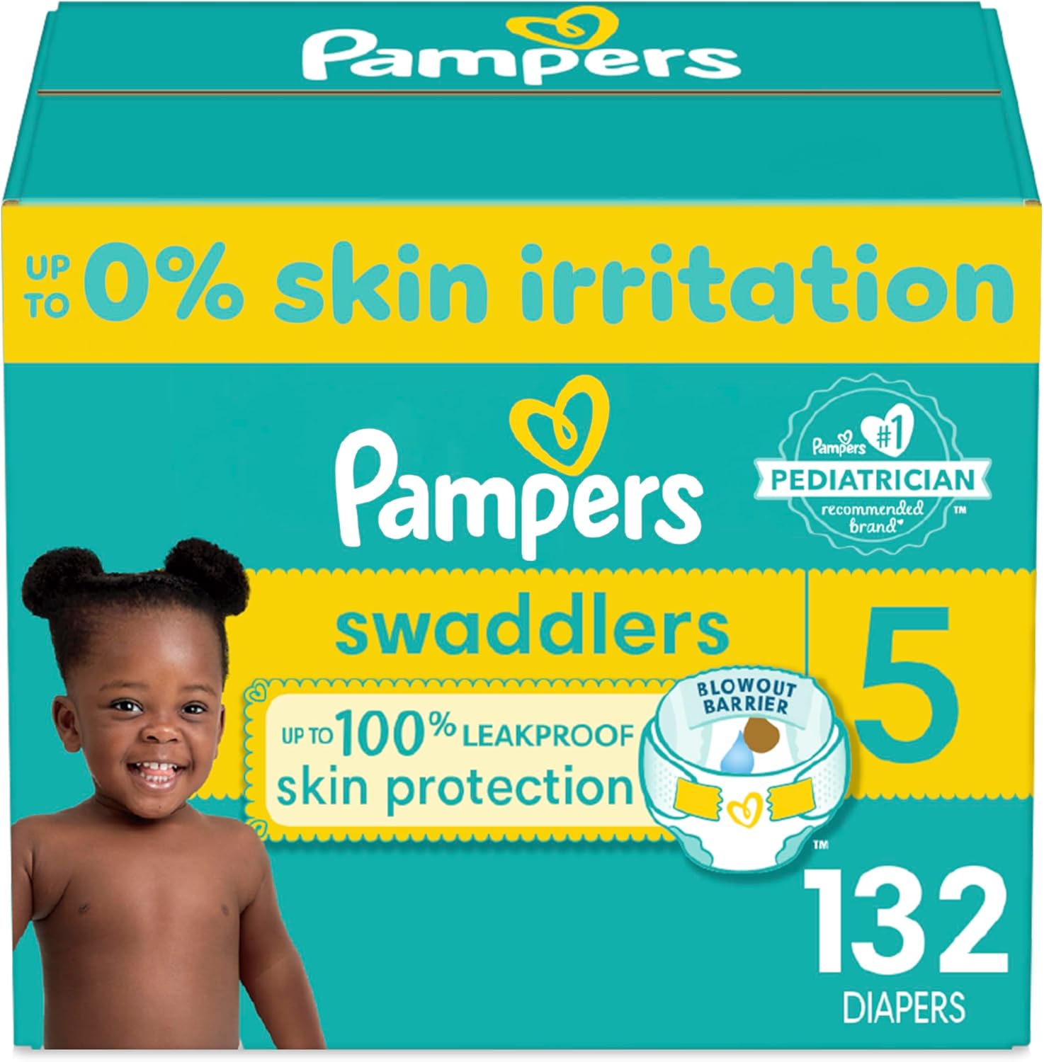 Pampers Swaddlers Diapers – Size 5, One Month Supply (132 Count), Ultra Soft Disposable Baby Diapers Pampers Swaddlers Diapers – Size 5, One Month Supply (132 Count), Ultra Soft Disposable Baby Diapers
