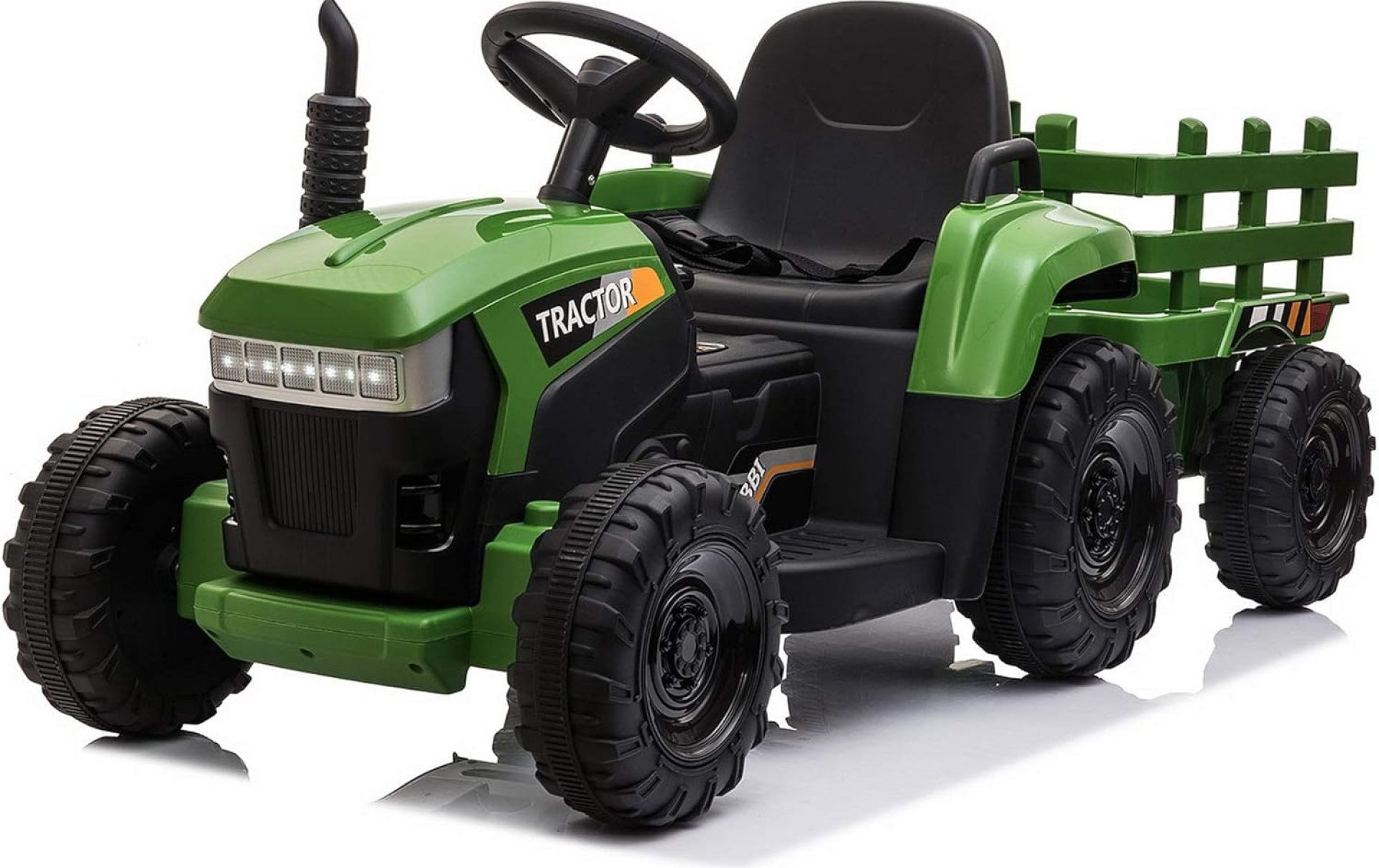 TOBBI Kids Electric Ride On Toy Tractor, 12v Battery-Powered 4 Wheels Ride On Car with Trailer, 35W Dual Motors/3-Gear-Shift/LED Lights/USB Audio Functions for Toddlers 3-6 Years-Dark Green TOBBI Kids Electric Ride On Toy Tractor, 12v Battery-Powered 4 Wheels Ride On Car with Trailer, 35W Dual Motors/3-Gear-Shift/LED Lights/USB Audio Functions for Toddlers 3-6 Years-Dark Green