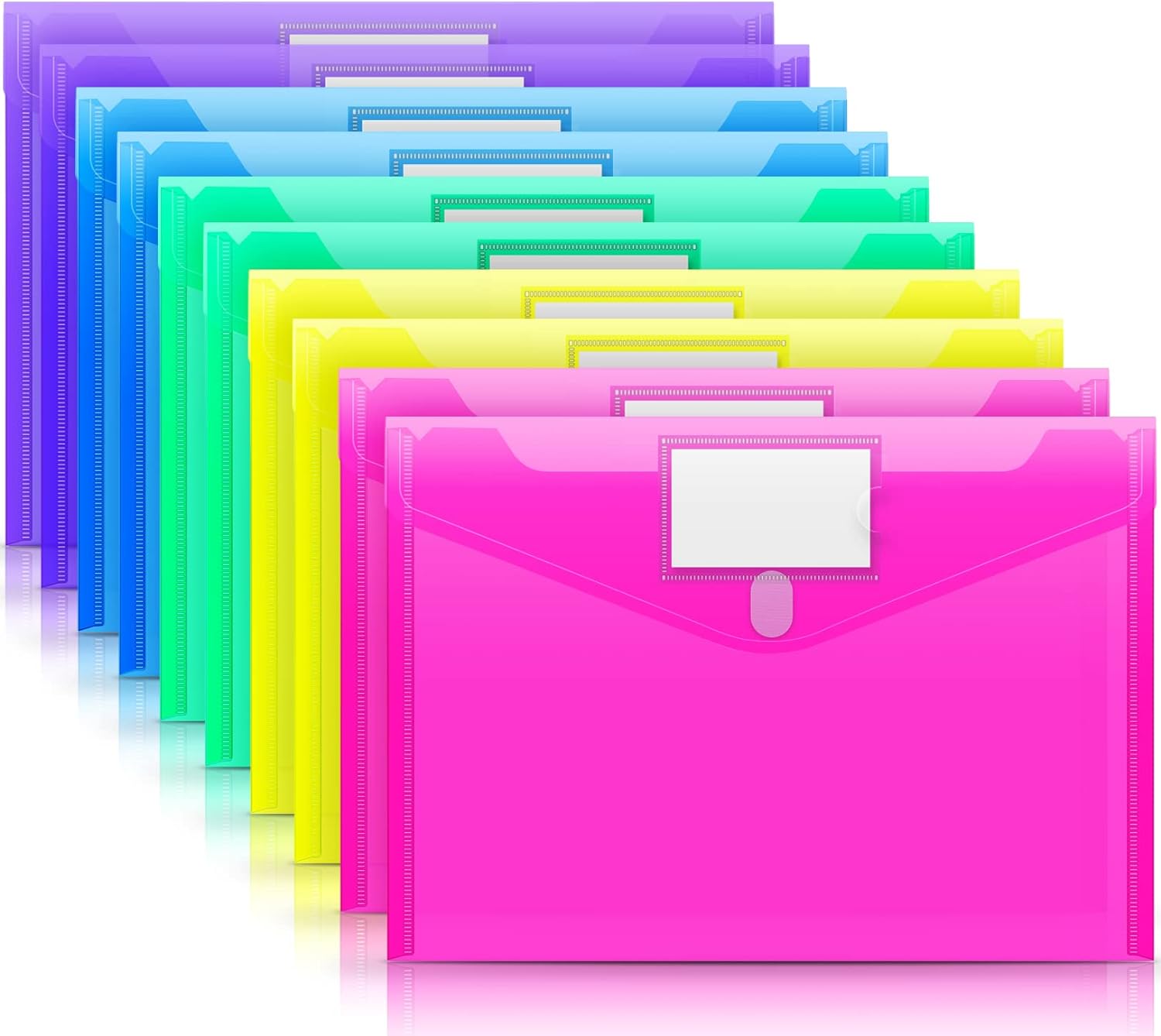Sooez 10 Pack Plastic Envelopes Poly Envelopes, Clear Document Folders File Folders US Letter A4 Size File Envelopes with Label Pocket, Assorted Color Sooez 10 Pack Plastic Envelopes Poly Envelopes, Clear Document Folders File Folders US Letter A4 Size File Envelopes with Label Pocket, Assorted Color