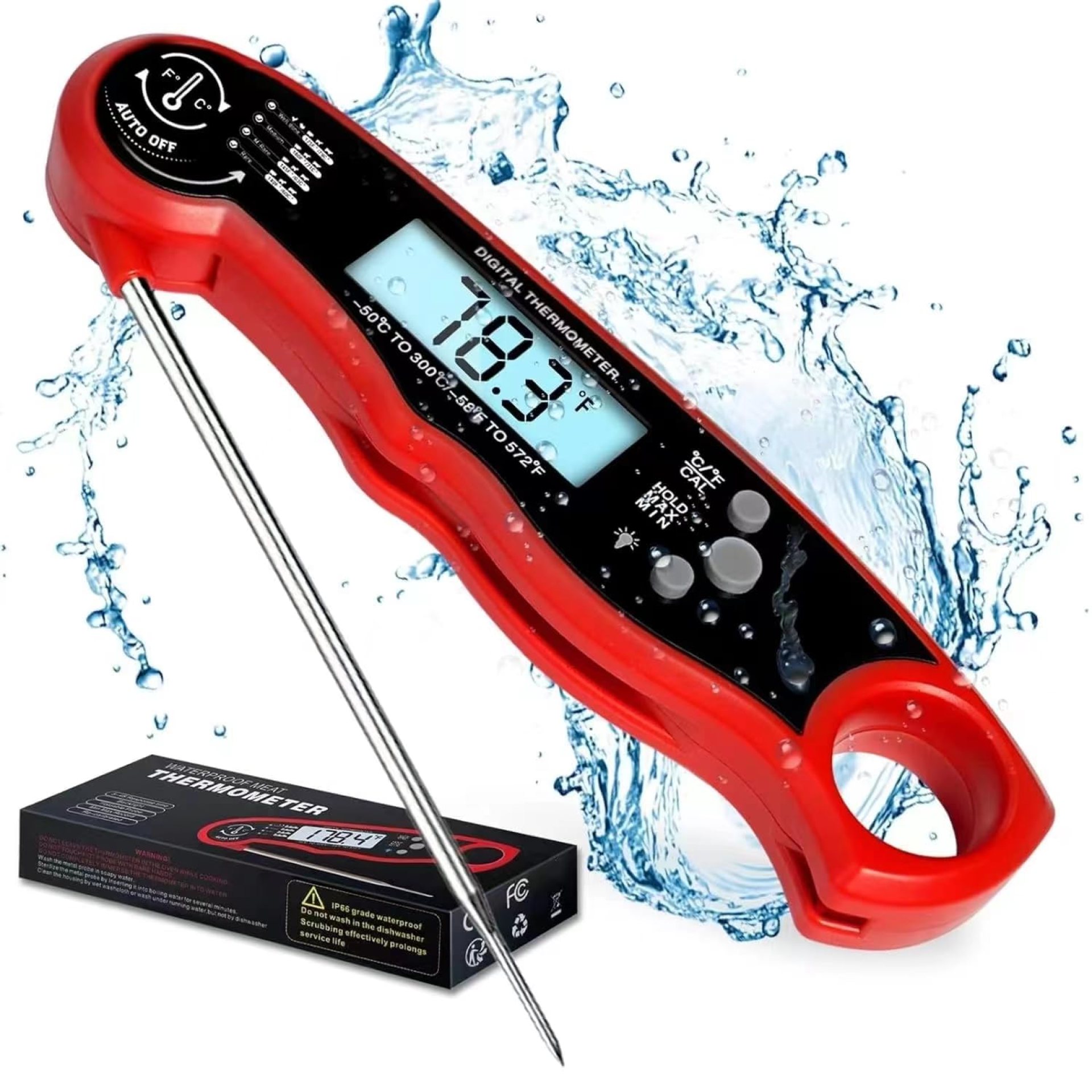 Meat Thermometer Digital for Cooking and Grilling, Collapsible Probe, with Magnet, Calibration, Backlight Waterproof Food Thermometer, Instant Read Thermometer for Kitchen, Meat, Steak, Turkey Meat Thermometer Digital for Cooking and Grilling, Collapsible Probe, with Magnet, Calibration, Backlight Waterproof Food Thermometer, Instant Read Thermometer for Kitchen, Meat, Steak, Turkey
