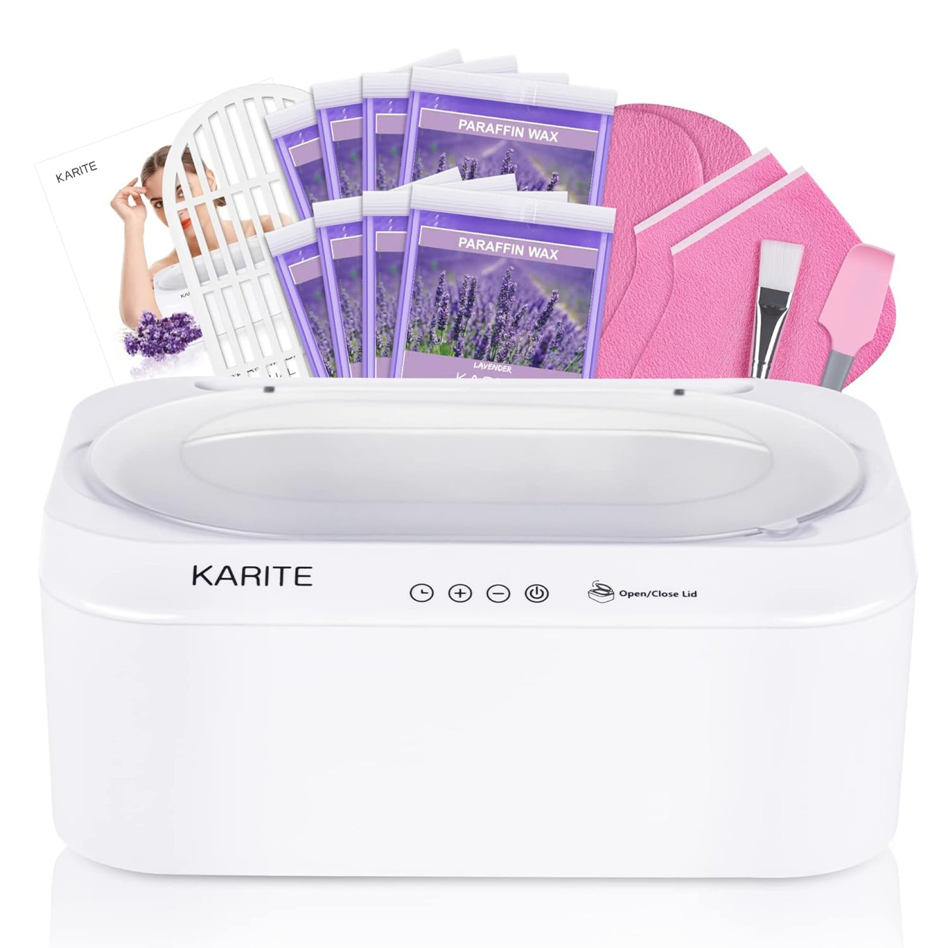 KARITE Paraffin Wax Machine for Hands and Feet with Auto Open Lid, Paraffin Bath,20Min Fast Wax Meltdown, Precision Temperature Control, 4500ml Paraffin Warmer with 8Pack Refills KARITE Paraffin Wax Machine for Hands and Feet with Auto Open Lid, Paraffin Bath,20Min Fast Wax Meltdown, Precision Temperature Control, 4500ml Paraffin Warmer with 8Pack Refills
