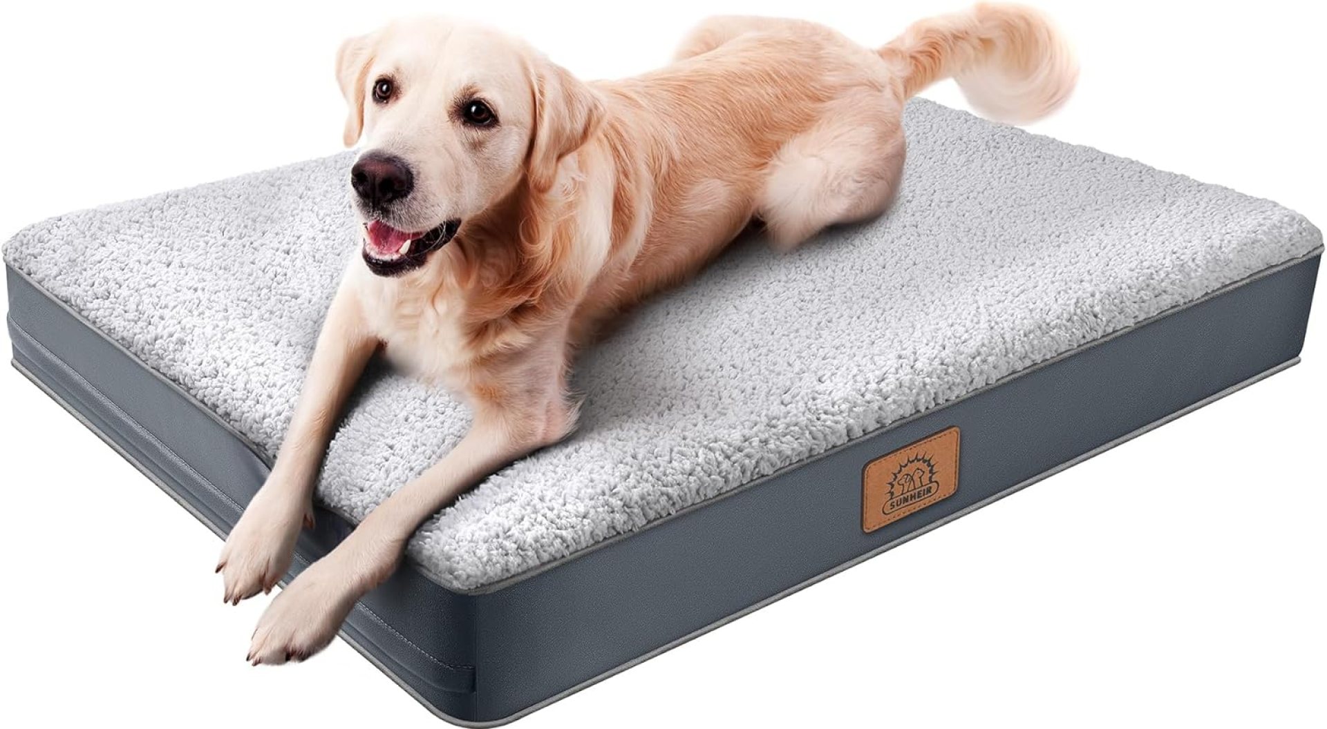 Orthopedic Dog Bed for Large Dogs – Big Waterproof Dog Crate Bed with Removable Washable Cover, Egg Crate Foam Support, Anti-Slip Bottom, Deluxe Plush Pet Bed Mat (Grey) Orthopedic Dog Bed for Large Dogs – Big Waterproof Dog Crate Bed with Removable Washable Cover, Egg Crate Foam Support, Anti-Slip Bottom, Deluxe Plush Pet Bed Mat (Grey)