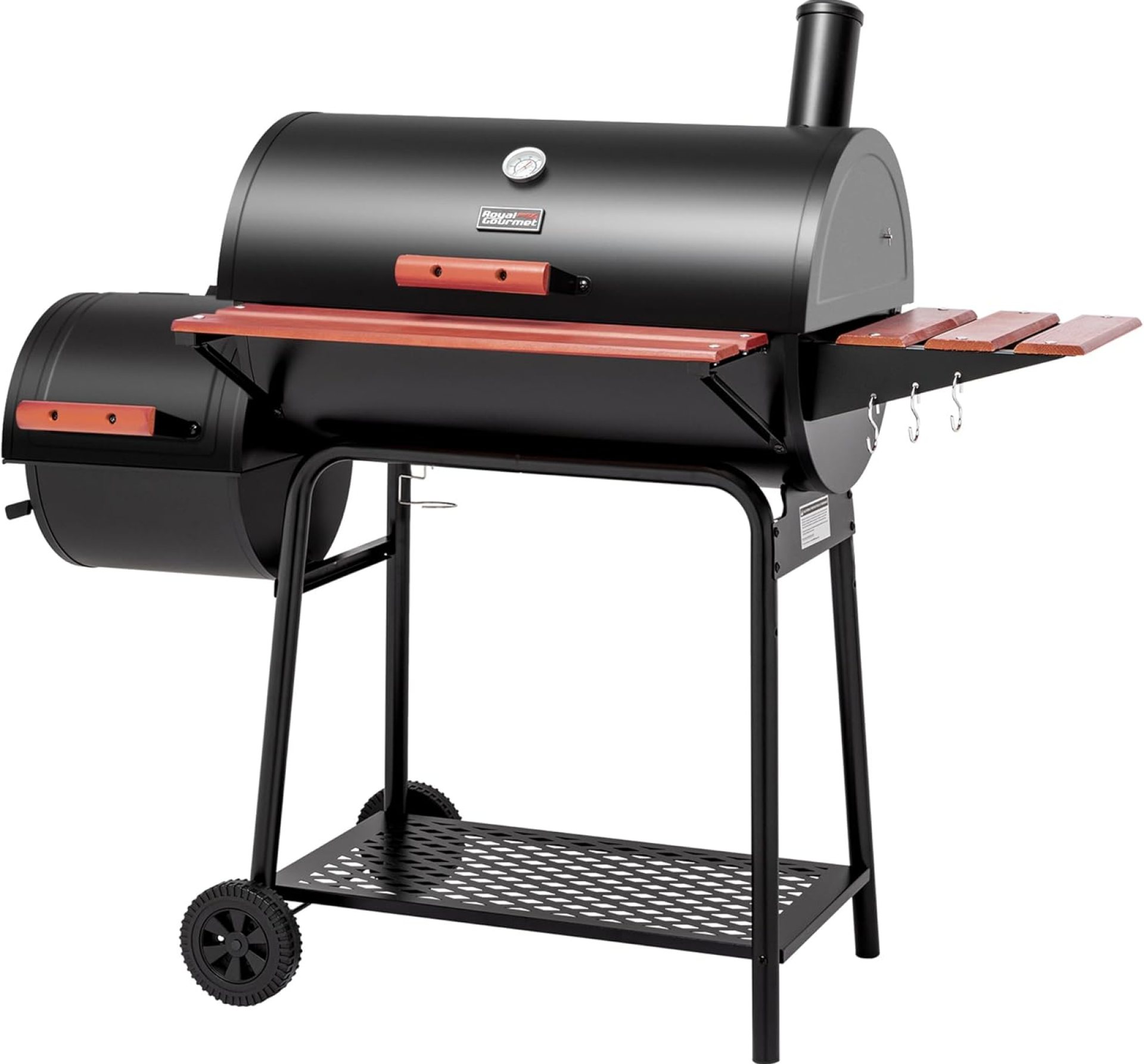 Royal Gourmet CC1830W 30-Inch Charcoal Grill with Offset Smoker and Wood-Painted Side Table, Outdoor Smoker Grill with 811 Sq. In. Cooking Area for Outdoor Barbecue Event, Black Royal Gourmet CC1830W 30-Inch Charcoal Grill with Offset Smoker and Wood-Painted Side Table, Outdoor Smoker Grill with 811 Sq. In. Cooking Area for Outdoor Barbecue Event, Black