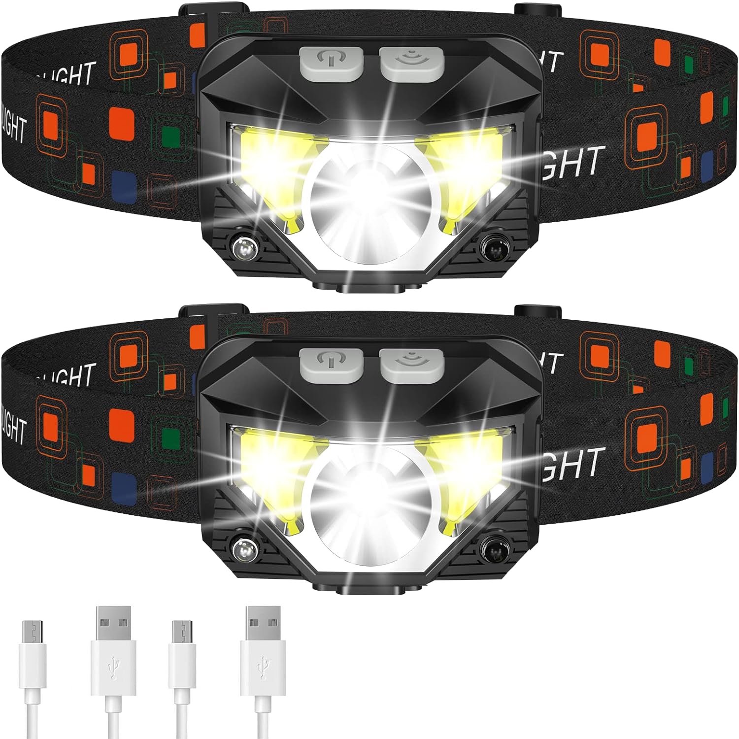 LHKNL Headlamp Flashlight, 1200 Lumen Ultra-Light Bright LED Rechargeable Headlight with White Red Light,2-Pack Waterproof Motion Sensor Head Lamp,8 Mode for Outdoor Camping Running Hiking Fishing LHKNL Headlamp Flashlight, 1200 Lumen Ultra-Light Bright LED Rechargeable Headlight with White Red Light,2-Pack Waterproof Motion Sensor Head Lamp,8 Mode for Outdoor Camping Running Hiking Fishing