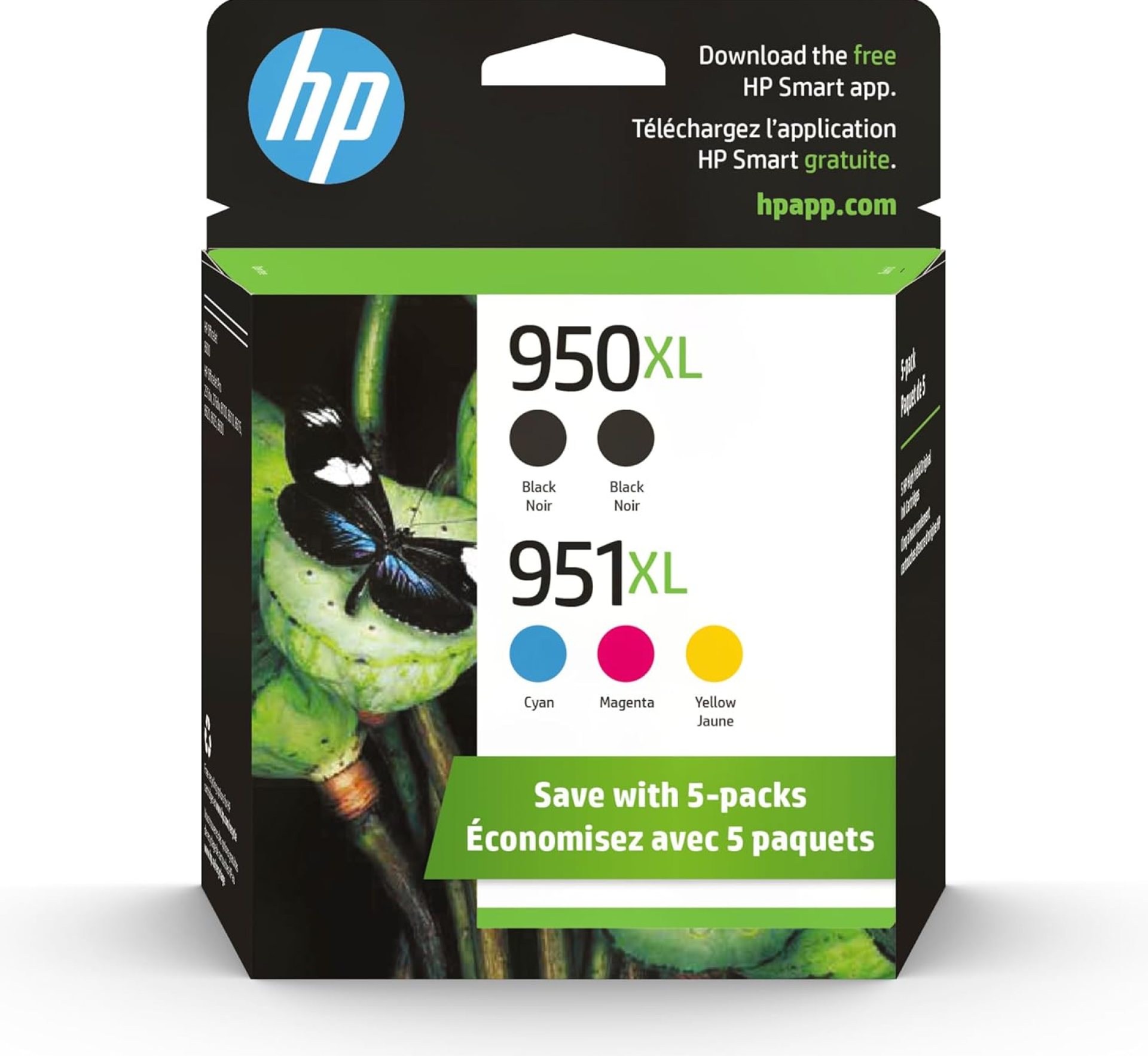 HP 950XL/951XL Black/Cyan/Magenta/Yellow High Yield Ink Cartridge, 5/Pack (F6V12FN#140) HP 950XL/951XL Black/Cyan/Magenta/Yellow High Yield Ink Cartridge, 5/Pack (F6V12FN#140)