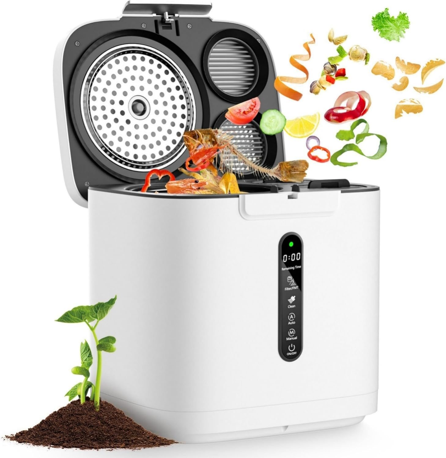 4L Electric Composter for Kitchen, Smart Compost Bin Outdoor/Indoor, Odorless/Auto-Cleaning/ 3 Modes/Intelligent LED Display, Turn Food Waste to Fertilizer for Garden, Food Waste Compost Machine 4L Electric Composter for Kitchen, Smart Compost Bin Outdoor/Indoor, Odorless/Auto-Cleaning/ 3 Modes/Intelligent LED Display, Turn Food Waste to Fertilizer for Garden, Food Waste Compost Machine