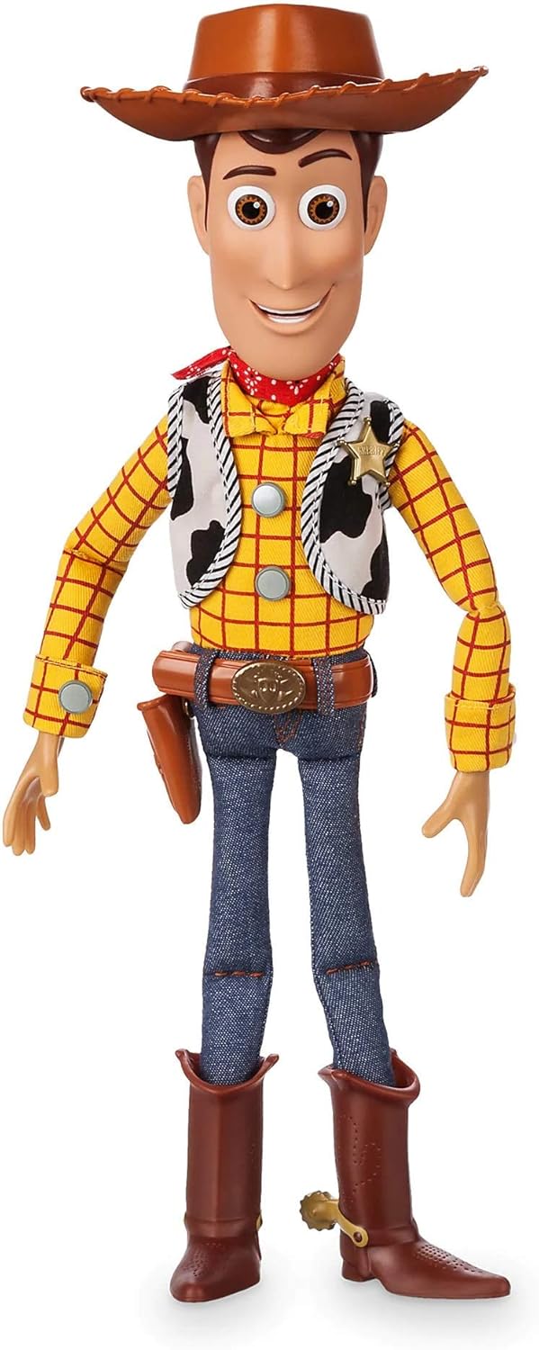 Disney Store Official Sheriff Woody Talking Action Figure from Toy Story, Features Sounds and Phrases from The Movies, Interacts with Other Figures and Toys Disney Store Official Sheriff Woody Talking Action Figure from Toy Story, Features Sounds and Phrases from The Movies, Interacts with Other Figures and Toys