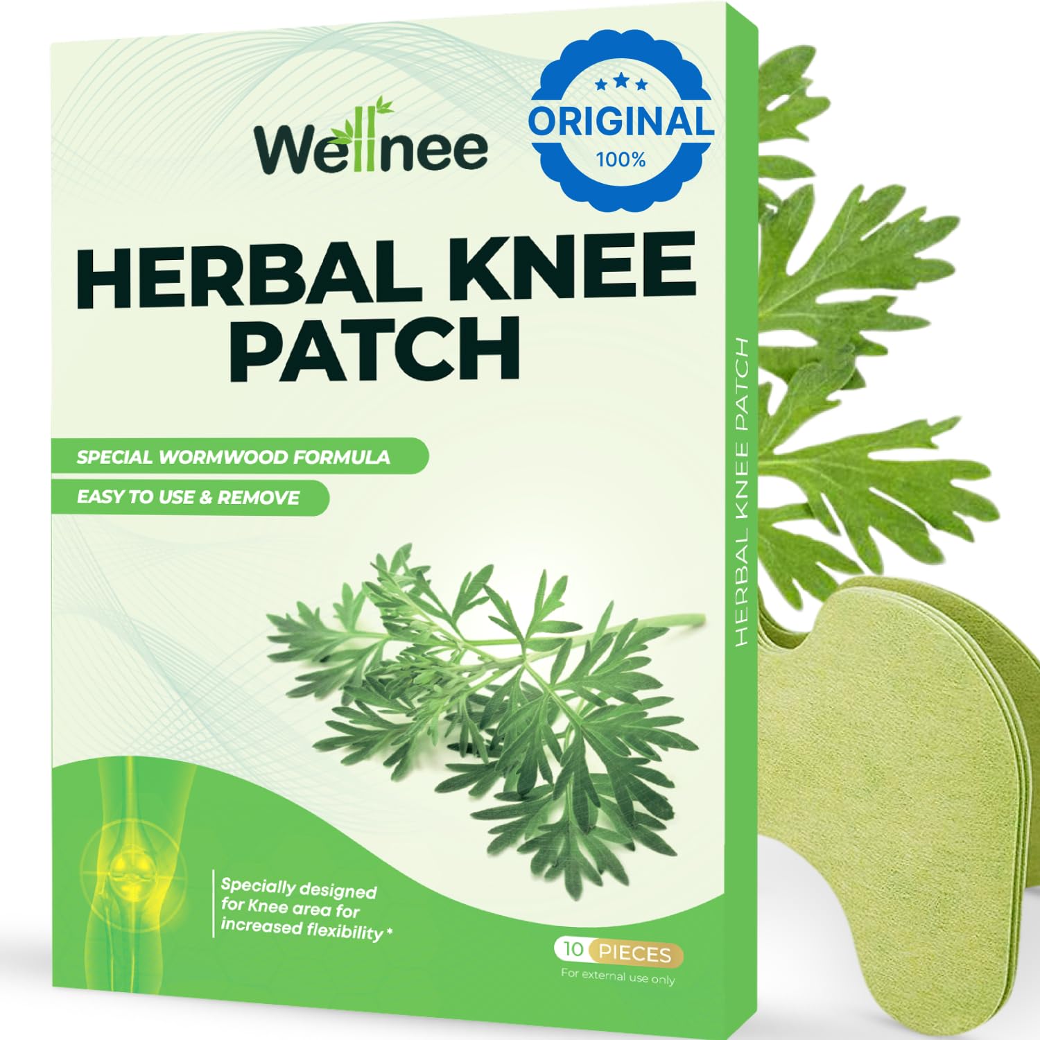 Original Herbal Knee Patch – Wellknee Plaster for Knee Support & Muscle Pain – Maximum Strength for a Temporary Relief – Adhesive Heat Patches Made with Natural Herbs for Wellness (10 Pads) Original Herbal Knee Patch – Wellknee Plaster for Knee Support & Muscle Pain – Maximum Strength for a Temporary Relief – Adhesive Heat Patches Made with Natural Herbs for Wellness (10 Pads)