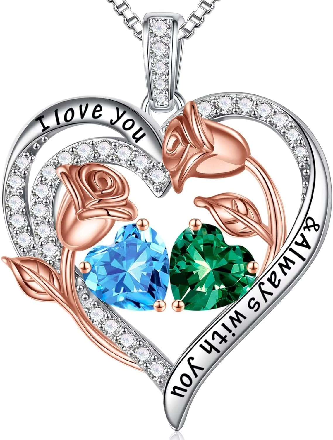 Iefil Christmas Gifts for Women – 925 Sterling Silver Rose Heart Birthstone Necklace Birthday Gifts for Women Anniversary Christmas Jewelry Gifts for Her Wife Mom Daughter Iefil Christmas Gifts for Women – 925 Sterling Silver Rose Heart Birthstone Necklace Birthday Gifts for Women Anniversary Christmas Jewelry Gifts for Her Wife Mom Daughter
