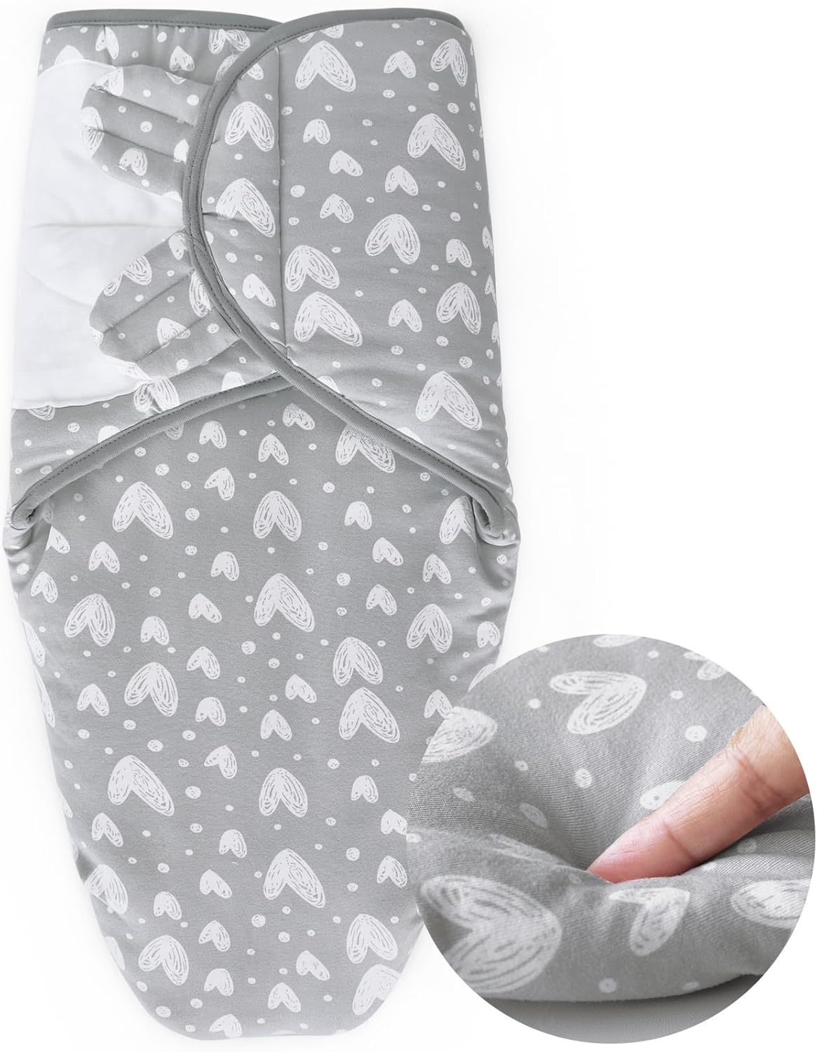 Biloban Baby Swaddles 0-3 Months for Boy Girls, Warm Quilted Baby Swaddle, Newborn Swaddle, Adjustable Swaddle Blanket, Lovely Grey Hearts, 1 Pack Biloban Baby Swaddles 0-3 Months for Boy Girls, Warm Quilted Baby Swaddle, Newborn Swaddle, Adjustable Swaddle Blanket, Lovely Grey Hearts, 1 Pack