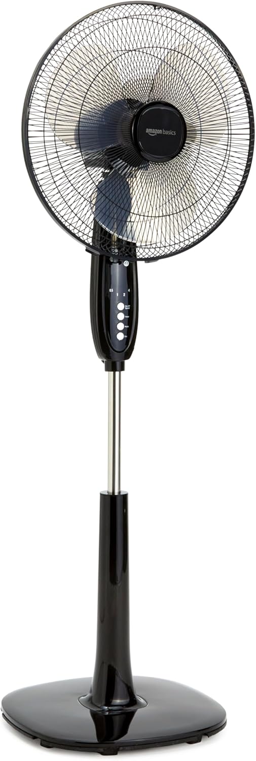 Amazon Basics 16-inch Pedestal Floor Fan Oscillating Remote, 3-Speed, Energy-Efficient, Black Amazon Basics 16-inch Pedestal Floor Fan Oscillating Remote, 3-Speed, Energy-Efficient, Black