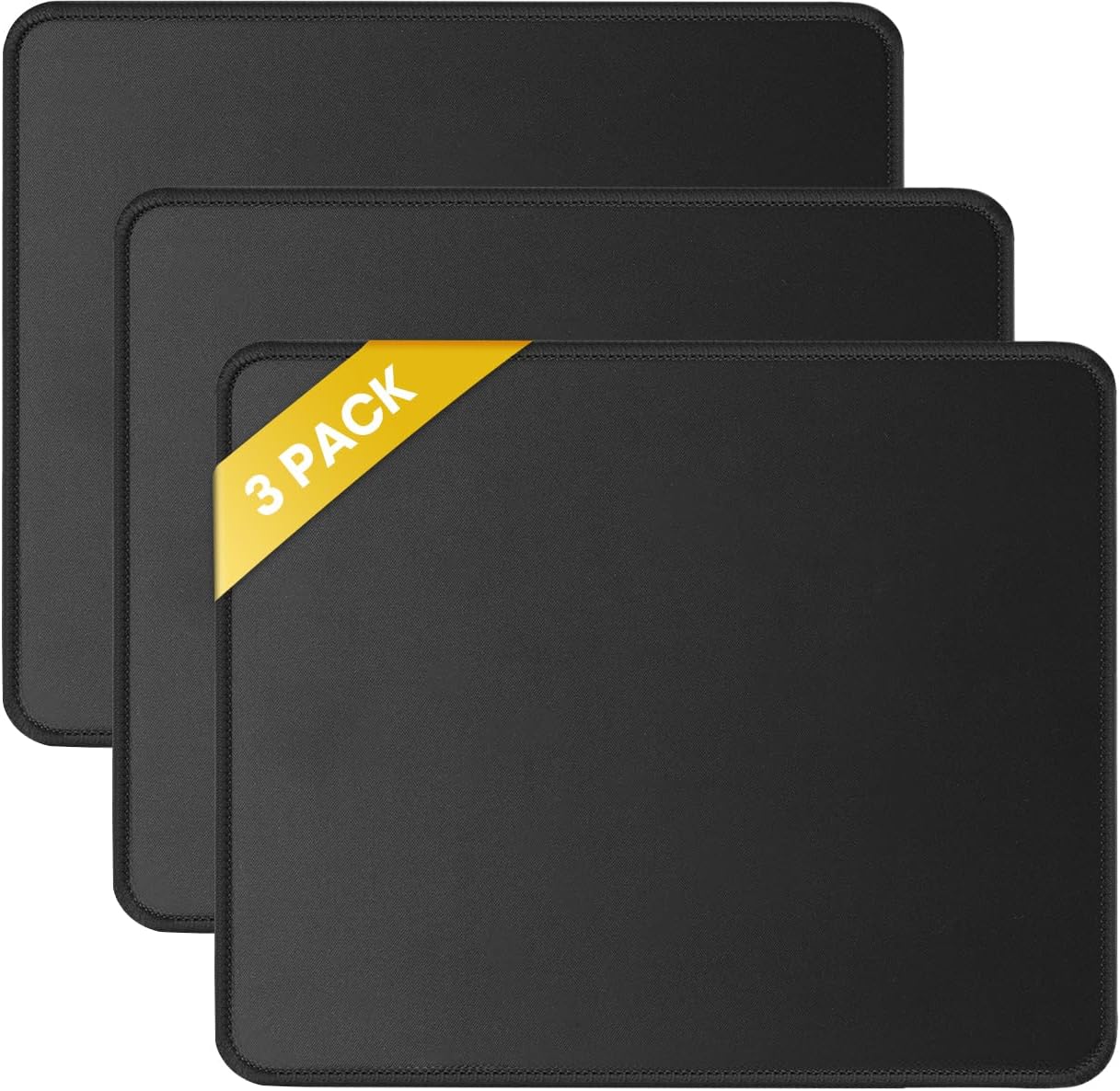 JIKIOU 3 Pack Mouse Pad with Stitched Edge, Comfortable Mouse Pads with Non-Slip Rubber Base, Washable Mousepads Bulk with Lycra Cloth, Mouse Pads for Computers Laptop Mouse 10.2×8.3×0.12inch Black JIKIOU 3 Pack Mouse Pad with Stitched Edge, Comfortable Mouse Pads with Non-Slip Rubber Base, Washable Mousepads Bulk with Lycra Cloth, Mouse Pads for Computers Laptop Mouse 10.2×8.3×0.12inch Black