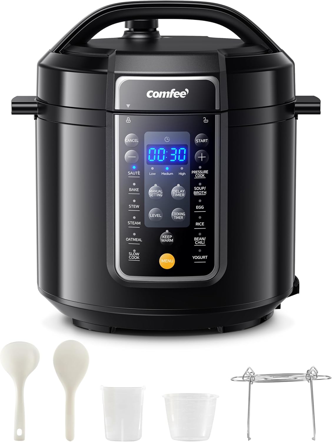 COMFEE’ 9-in-1 Electric Pressure Cooker 13 Presets Instant Multi Cooker Olla de Presion Slow Cooker Rice Cooker Steamer Sauté Yogurt Maker Non-Stick Pot 6 Quart Black, Aluminum COMFEE’ 9-in-1 Electric Pressure Cooker 13 Presets Instant Multi Cooker Olla de Presion Slow Cooker Rice Cooker Steamer Sauté Yogurt Maker Non-Stick Pot 6 Quart Black, Aluminum