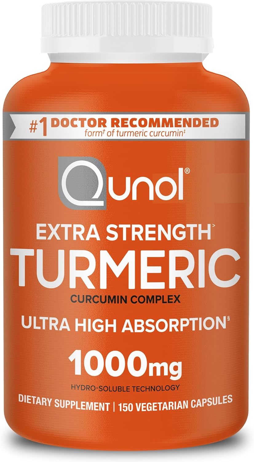 Qunol Turmeric Curcumin Supplement, 1000mg with Ultra High Absorption, for Joint Support, Extra Strength Capsules, 150 Count Qunol Turmeric Curcumin Supplement, 1000mg with Ultra High Absorption, for Joint Support, Extra Strength Capsules, 150 Count