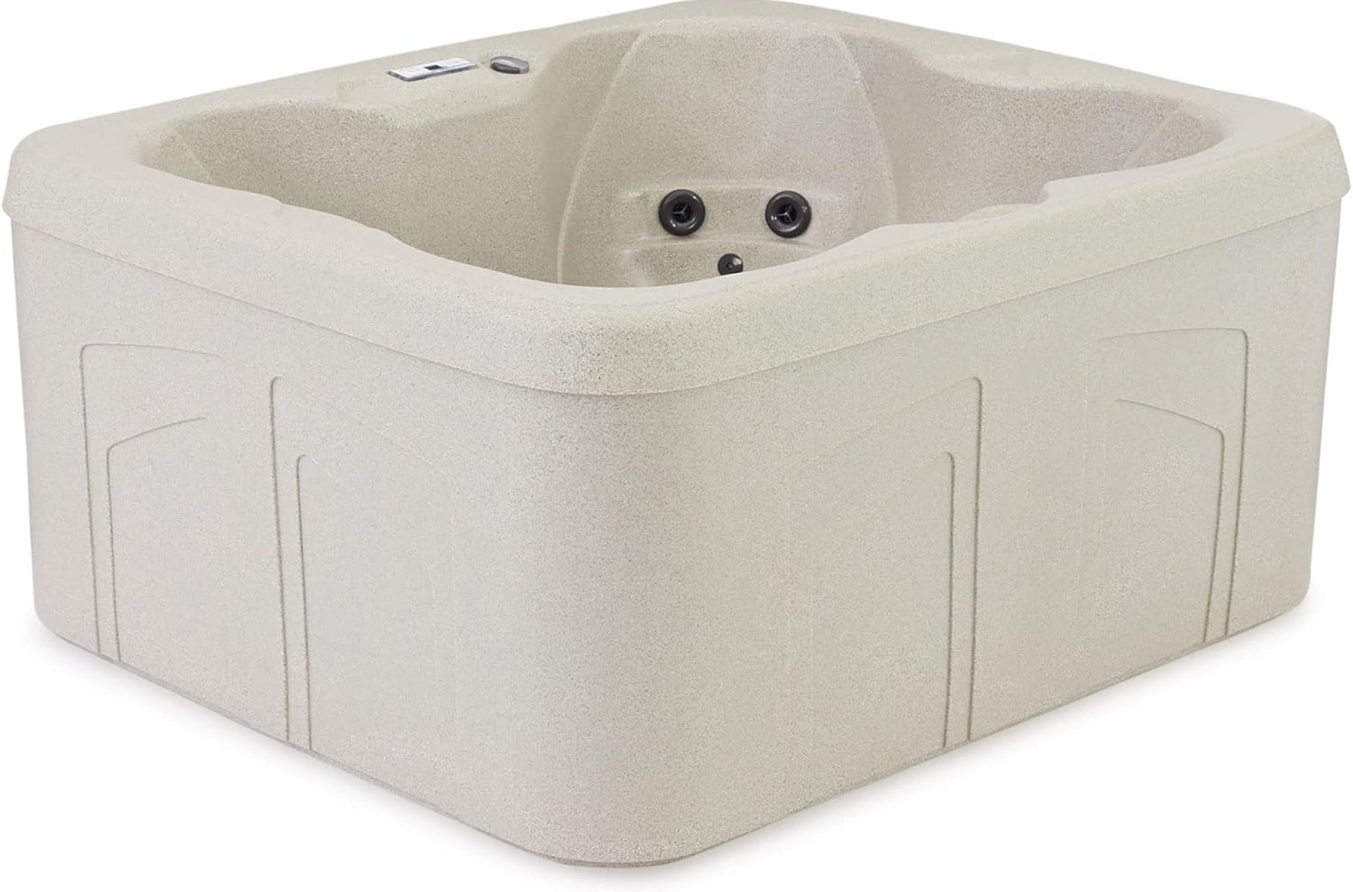 LifeSmart 4-Person Hot Tub, Outdoor Spa w/Cover and LED Lights, Square, Beige LifeSmart 4-Person Hot Tub, Outdoor Spa w/Cover and LED Lights, Square, Beige