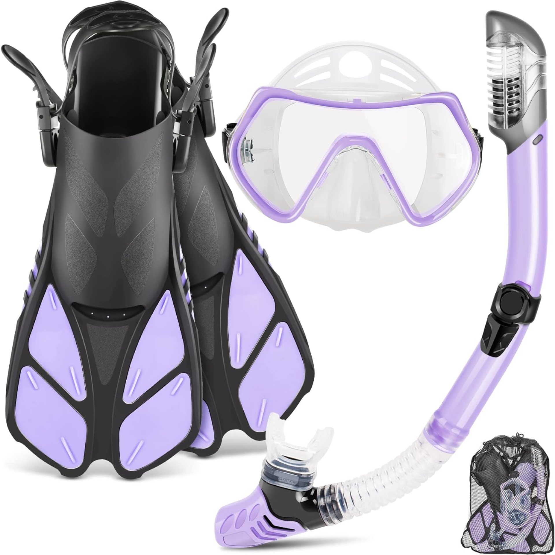 ZEEPORTE Mask Fin Snorkel Set, Travel Size Snorkeling Gear for Adults with Panoramic View Anti-Fog Mask, Trek Fins, Dry Top Snorkel and Gear Bag for Swimming Training, Snorkeling Kit Diving Packages ZEEPORTE Mask Fin Snorkel Set, Travel Size Snorkeling Gear for Adults with Panoramic View Anti-Fog Mask, Trek Fins, Dry Top Snorkel and Gear Bag for Swimming Training, Snorkeling Kit Diving Packages