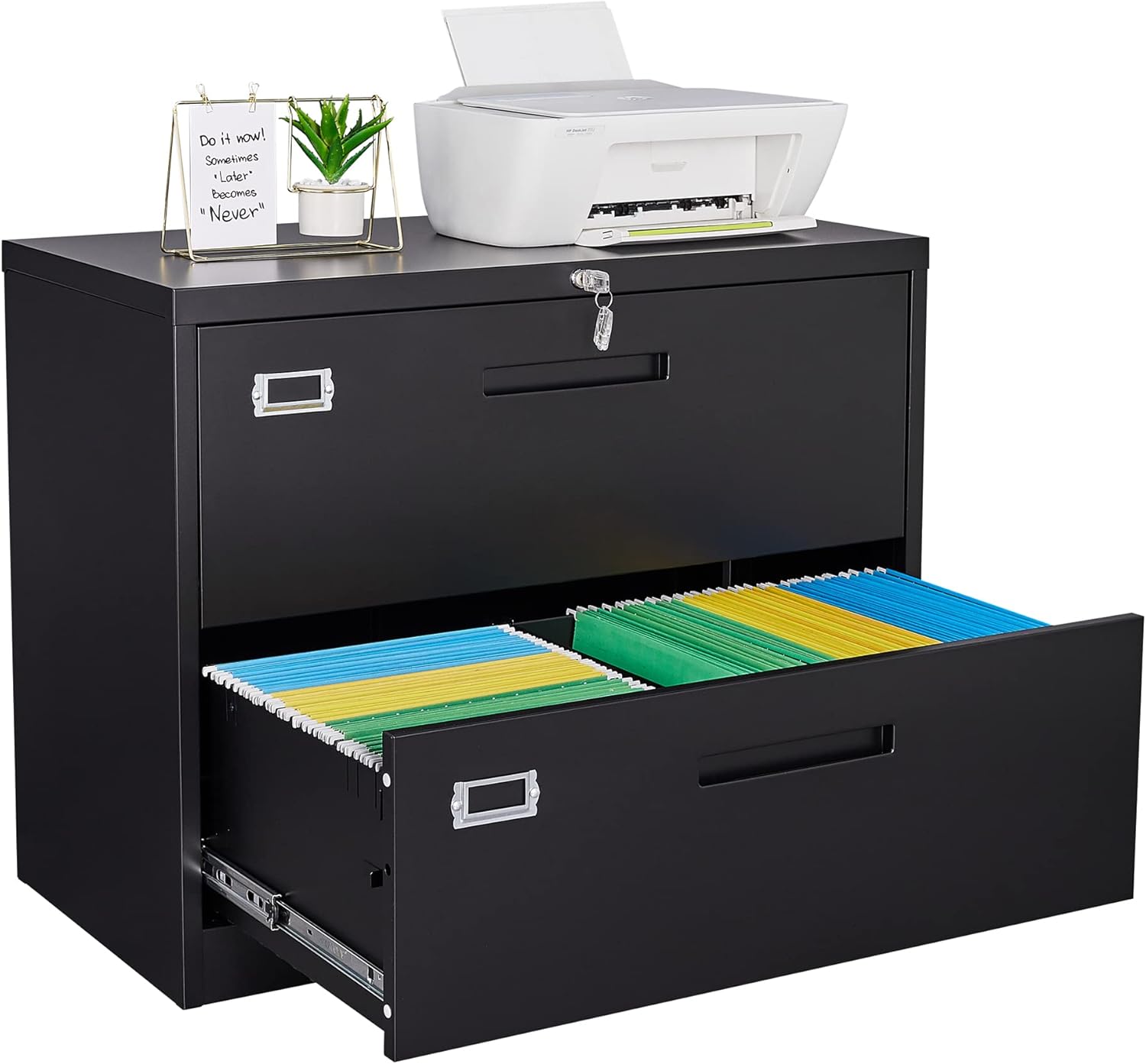 Letaya Metal Lateral File Cabinets with Lock,2 Drawer Steel Wide Filing Organization Storage Cabinets,Home Office Furniture for Hanging Files Letter/Legal/F4/A4 Size (Blcak-2 Drawer) Letaya Metal Lateral File Cabinets with Lock,2 Drawer Steel Wide Filing Organization Storage Cabinets,Home Office Furniture for Hanging Files Letter/Legal/F4/A4 Size (Blcak-2 Drawer)