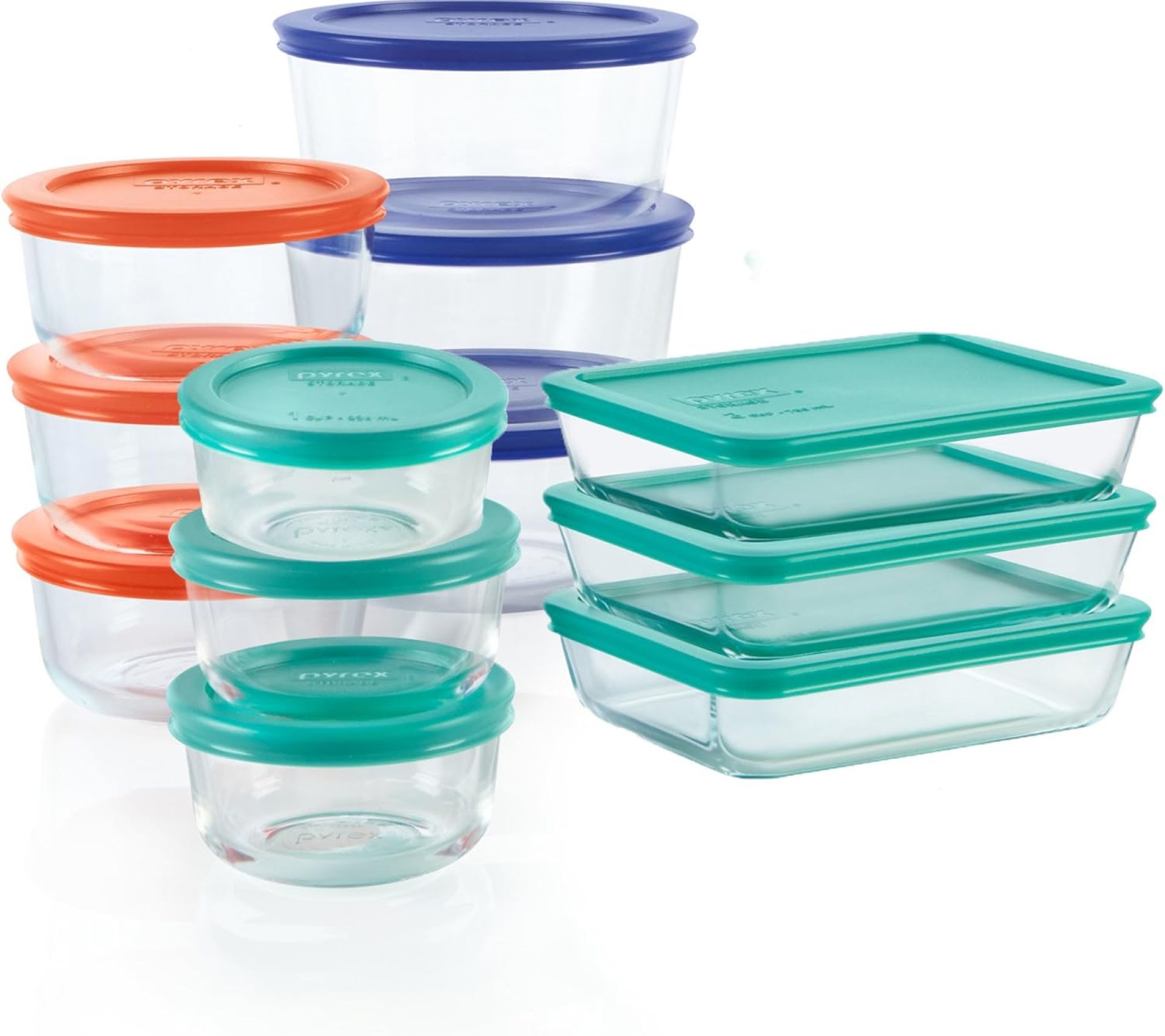Pyrex Simply Store 12-Pack Mixed Sized Glass Food Storage Set, Round & Rectangular Containers With Lids, BPA-Free, Dishwasher & Microwave Safe Pyrex Simply Store 12-Pack Mixed Sized Glass Food Storage Set, Round & Rectangular Containers With Lids, BPA-Free, Dishwasher & Microwave Safe