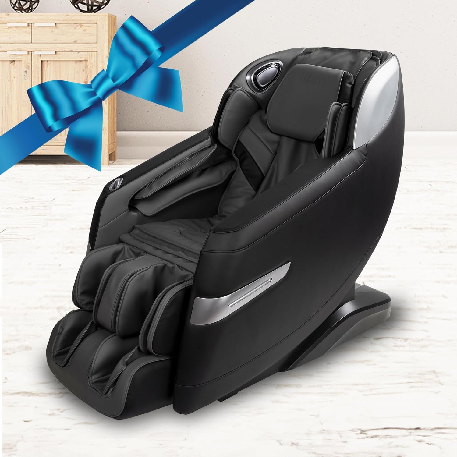 Osaki Titan Quantum Black Massage Chair with 3D SL-Track Rollers, 3 Step Zero Gravity, Full Body Airbag Massage, Intelligent Voice Control, Back & Calf Heat and Foot Roller Massage Osaki Titan Quantum Black Massage Chair with 3D SL-Track Rollers, 3 Step Zero Gravity, Full Body Airbag Massage, Intelligent Voice Control, Back & Calf Heat and Foot Roller Massage