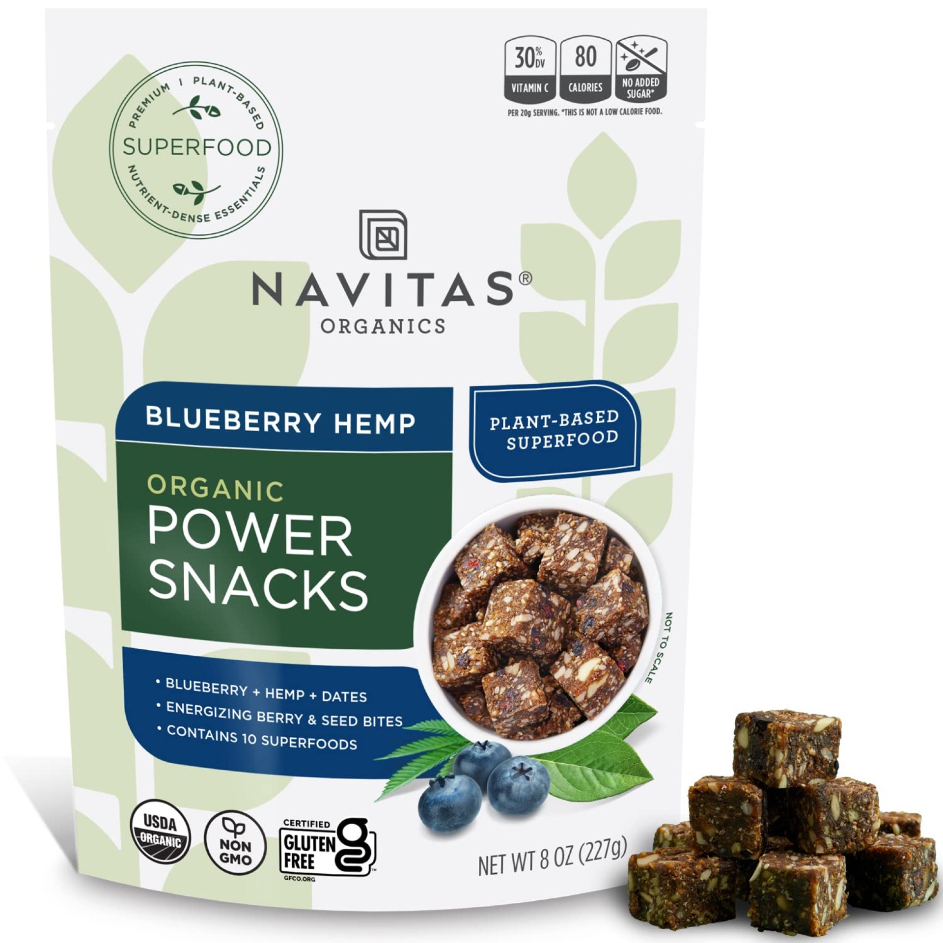 Navitas Organics Superfood Power Snacks, Blueberry Hemp, 8oz. Bag, 11 Servings – Organic, Non-GMO, Gluten-Free Navitas Organics Superfood Power Snacks, Blueberry Hemp, 8oz. Bag, 11 Servings – Organic, Non-GMO, Gluten-Free