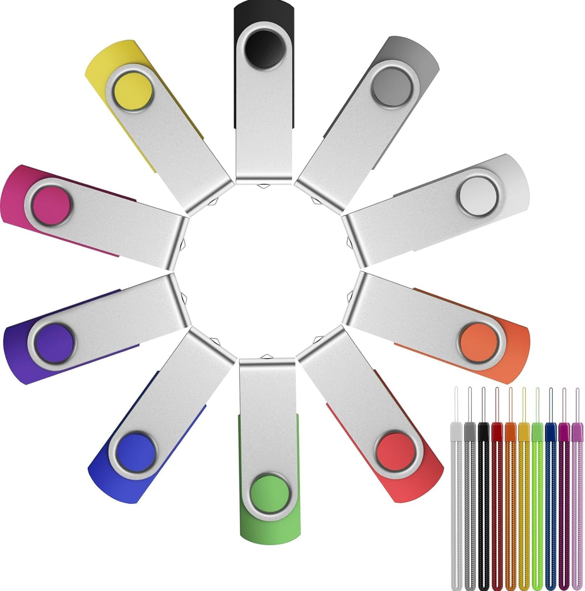 FEBNISCTE 64GB Flash Drive 10 Pack, Thumb Drive High Capacity Multicolour, Bulk USB Flash Drives 64 GB Metal Swivel, USB 2.0 Jump Drive Portable, Pen Drive Zip High Speed for Data Storage FEBNISCTE 64GB Flash Drive 10 Pack, Thumb Drive High Capacity Multicolour, Bulk USB Flash Drives 64 GB Metal Swivel, USB 2.0 Jump Drive Portable, Pen Drive Zip High Speed for Data Storage