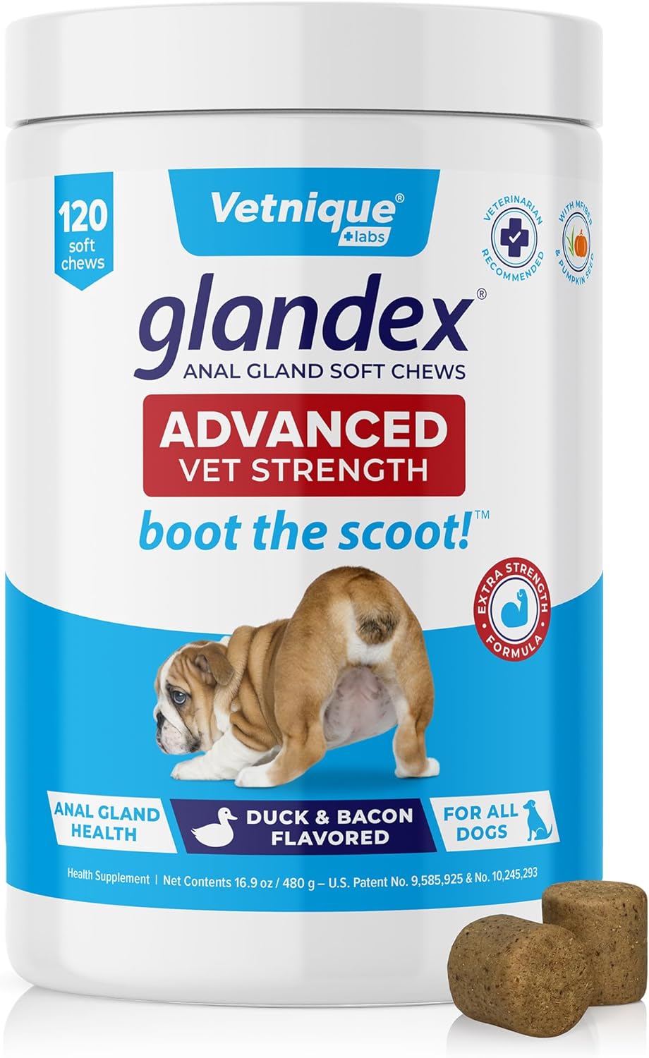 Vetnique Glandex Anal Gland Soft Chew Treats with Pumpkin for Dogs Digestive Enzymes, Probiotics Fiber Supplement for Dogs Boot The Scoot (Advanced Strength Duck/Bacon Chews (Vegetarian), 120 Ct) Vetnique Glandex Anal Gland Soft Chew Treats with Pumpkin for Dogs Digestive Enzymes, Probiotics Fiber Supplement for Dogs Boot The Scoot (Advanced Strength Duck/Bacon Chews (Vegetarian), 120 Ct)