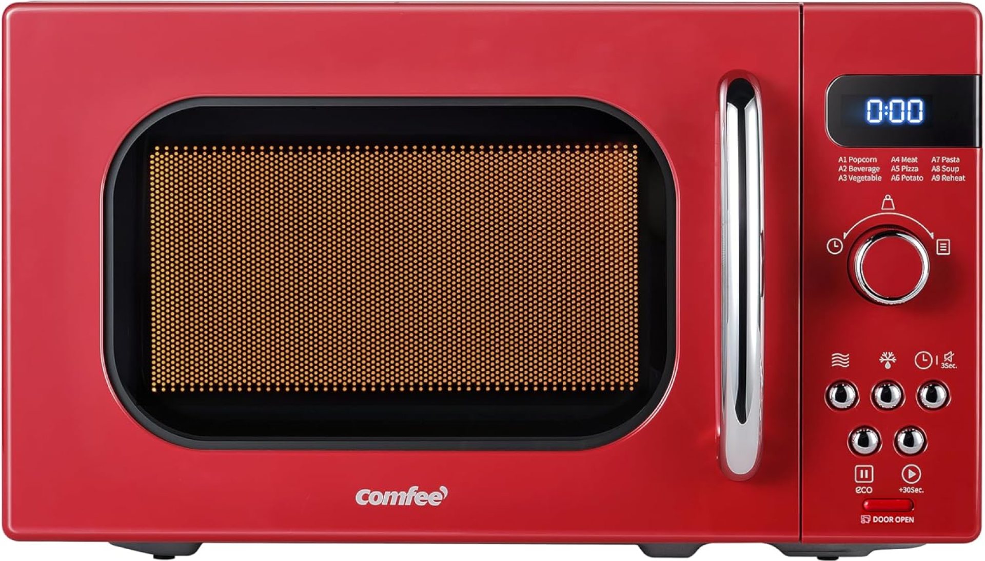 COMFEE’ Retro Small Microwave Oven With Compact Size, 9 Preset Menus, Position-Memory Turntable, Mute Function, Countertop, Perfect For Small Spaces, 0.7 Cu Ft/700W, Red, AM720C2RA-R COMFEE’ Retro Small Microwave Oven With Compact Size, 9 Preset Menus, Position-Memory Turntable, Mute Function, Countertop, Perfect For Small Spaces, 0.7 Cu Ft/700W, Red, AM720C2RA-R