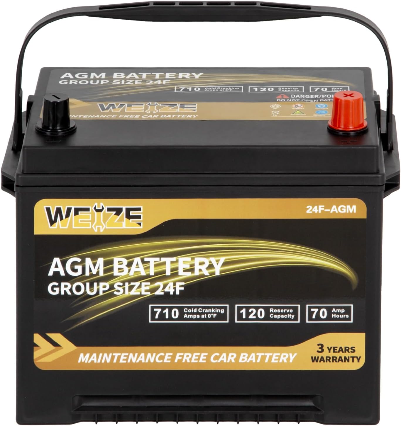 Weize Platinum AGM Battery BCI Group 24F Automotive Battery, 120RC, 710CCA, 36 Months Warranty Weize Platinum AGM Battery BCI Group 24F Automotive Battery, 120RC, 710CCA, 36 Months Warranty