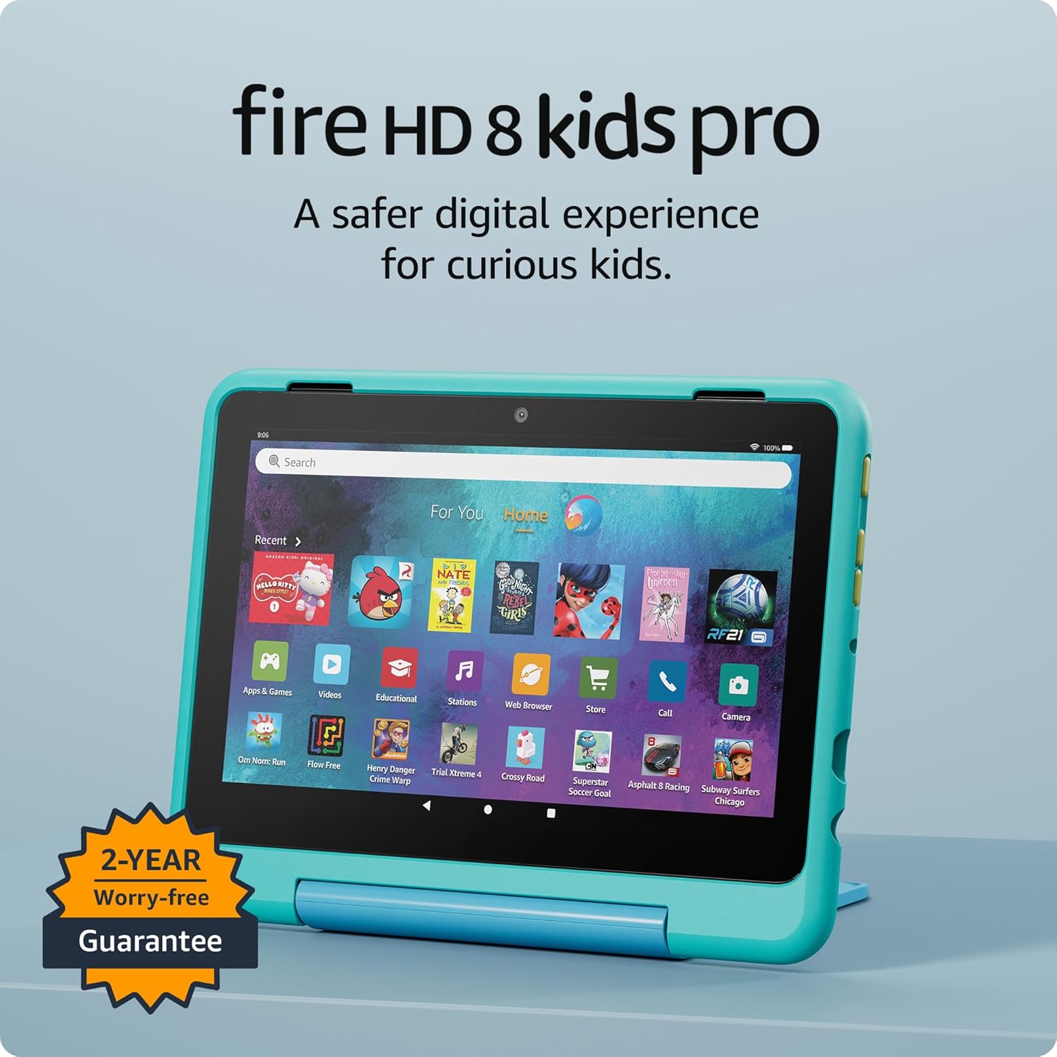 New Amazon Fire HD 8 Kids Pro tablet, ages 6-12. Bright 8″ HD screen, includes ad-free content, parental controls, 13-hr battery, slim case for older kids, 32GB, Hello Teal, (2024 release) New Amazon Fire HD 8 Kids Pro tablet, ages 6-12. Bright 8″ HD screen, includes ad-free content, parental controls, 13-hr battery, slim case for older kids, 32GB, Hello Teal, (2024 release)
