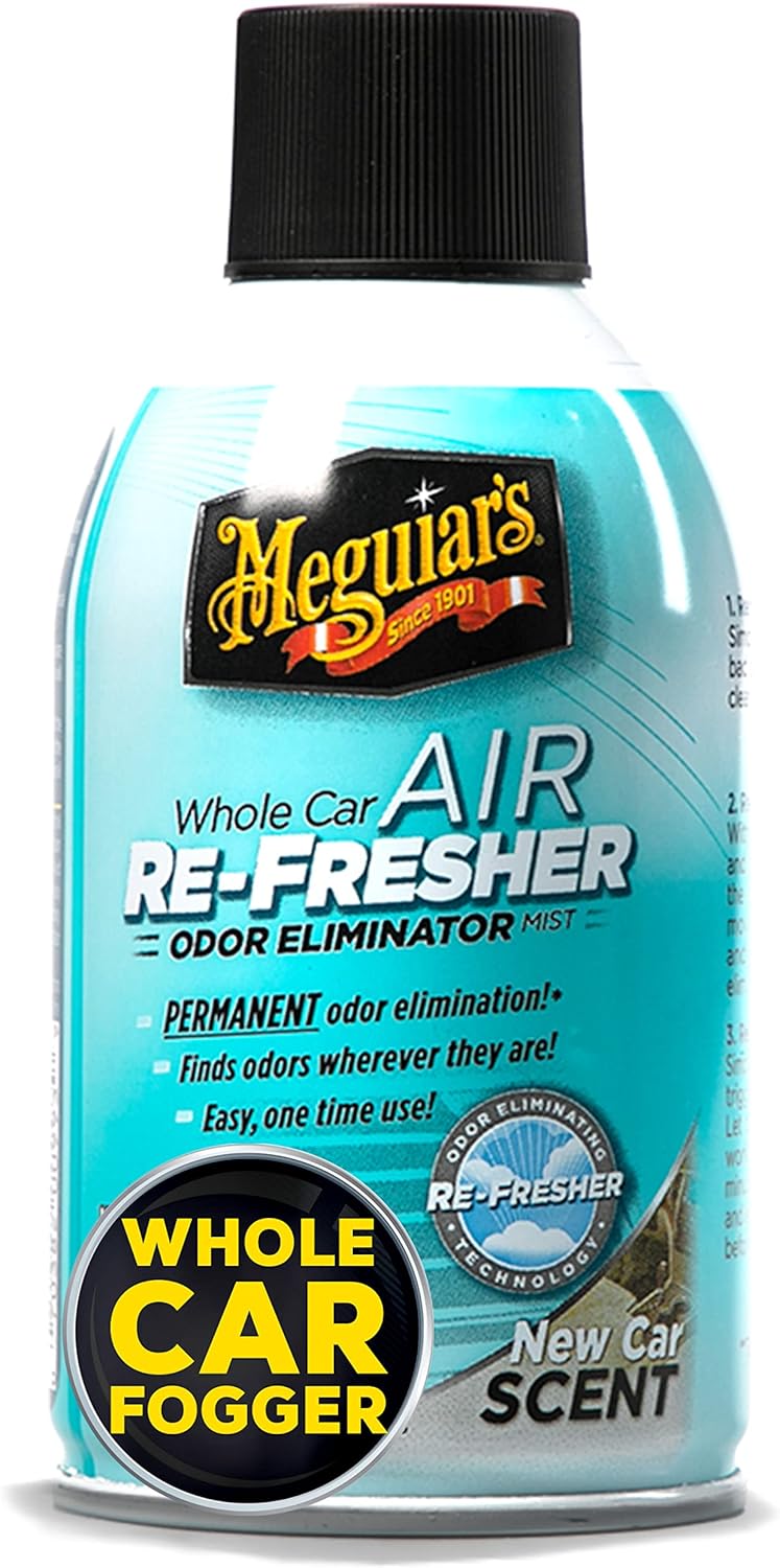 Meguiar’s G16402 Whole Car Air Re-Fresher Odor Eliminator Mist, New Car Scent, 2 Fluid Ounces Meguiar’s G16402 Whole Car Air Re-Fresher Odor Eliminator Mist, New Car Scent, 2 Fluid Ounces
