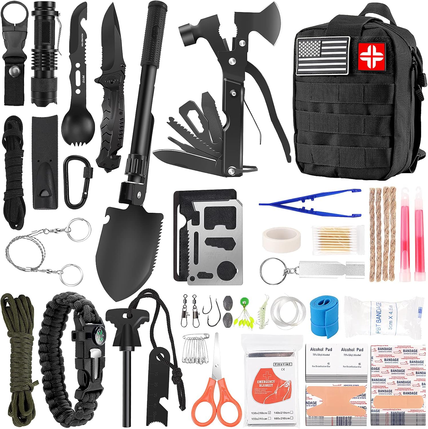 Survival Kit and First Aid Kit, 142Pcs Professional Survival Gear and Equipment with Molle Pouch, for Men Dad Husband Who Likes Camping Outdoor Adventure… Survival Kit and First Aid Kit, 142Pcs Professional Survival Gear and Equipment with Molle Pouch, for Men Dad Husband Who Likes Camping Outdoor Adventure…