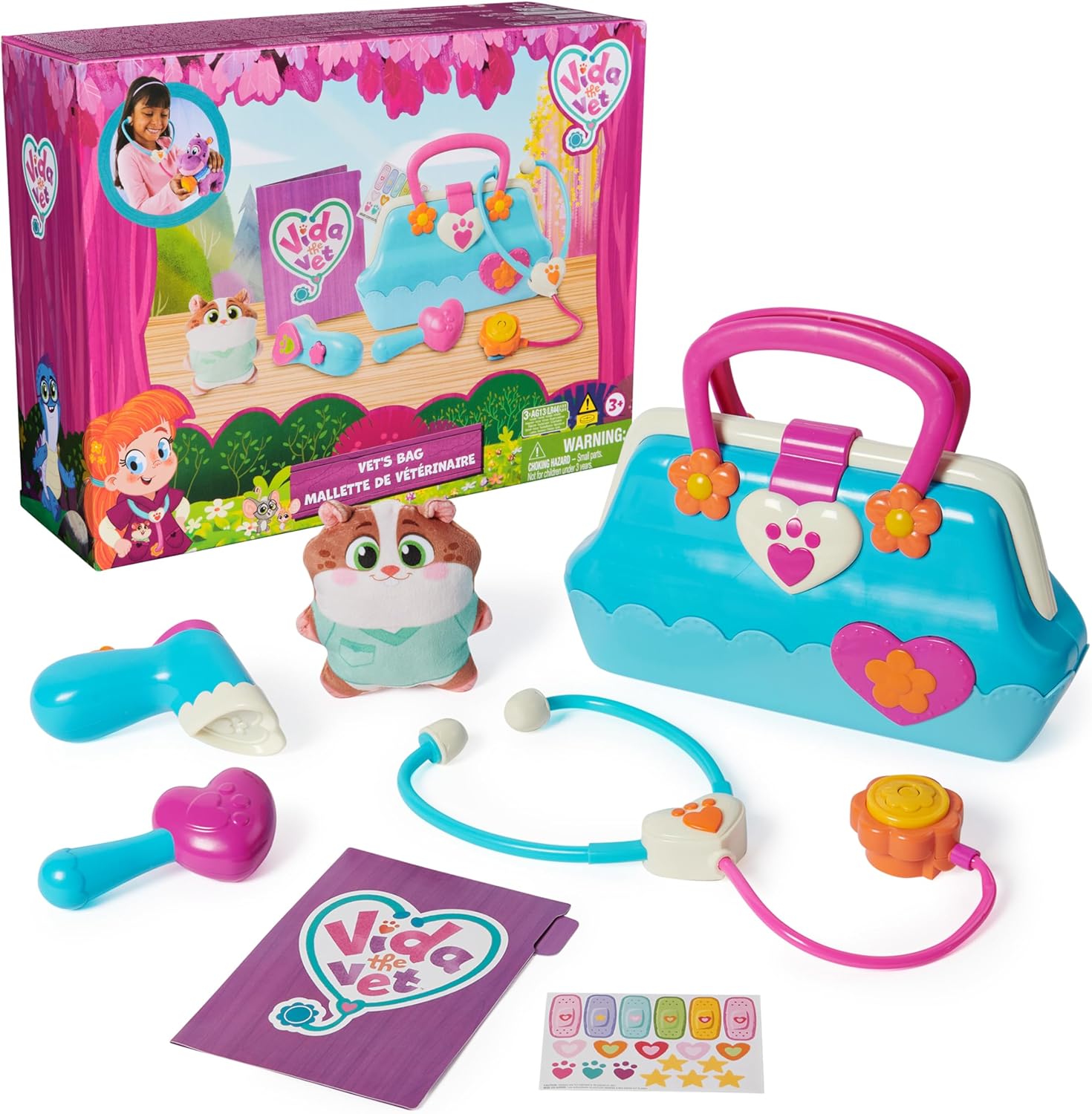 Vida the Vet, Vet’s Bag with 5 Veterinary Doctor Kit Accessories, 1 Popcorn Plush Toy & Stickers, for Costume Play, Kids Toys for Girls & Boys Ages 3+ Vida the Vet, Vet’s Bag with 5 Veterinary Doctor Kit Accessories, 1 Popcorn Plush Toy & Stickers, for Costume Play, Kids Toys for Girls & Boys Ages 3+