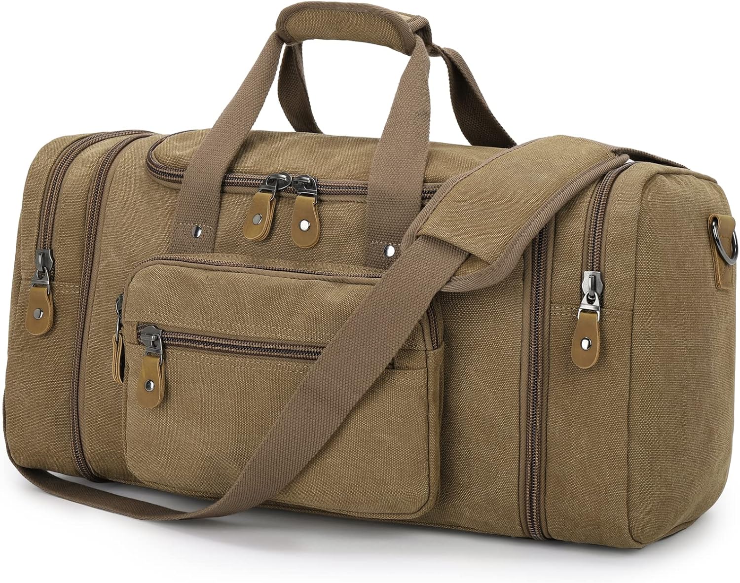 Gonex Canvas Duffle Bag for Travel, 50L Duffel Overnight Weekend Bag(Coffee) Gonex Canvas Duffle Bag for Travel, 50L Duffel Overnight Weekend Bag(Coffee)
