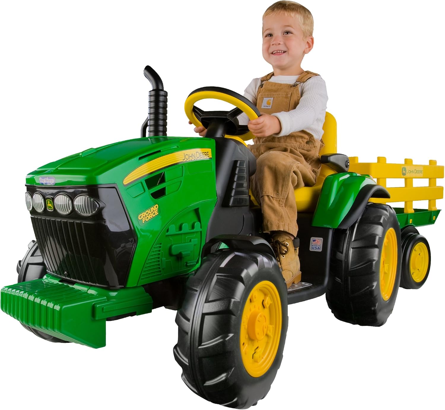 Peg Perego John Deere Ground Force Tractor with Trailer 12 Volt Ride on Peg Perego John Deere Ground Force Tractor with Trailer 12 Volt Ride on