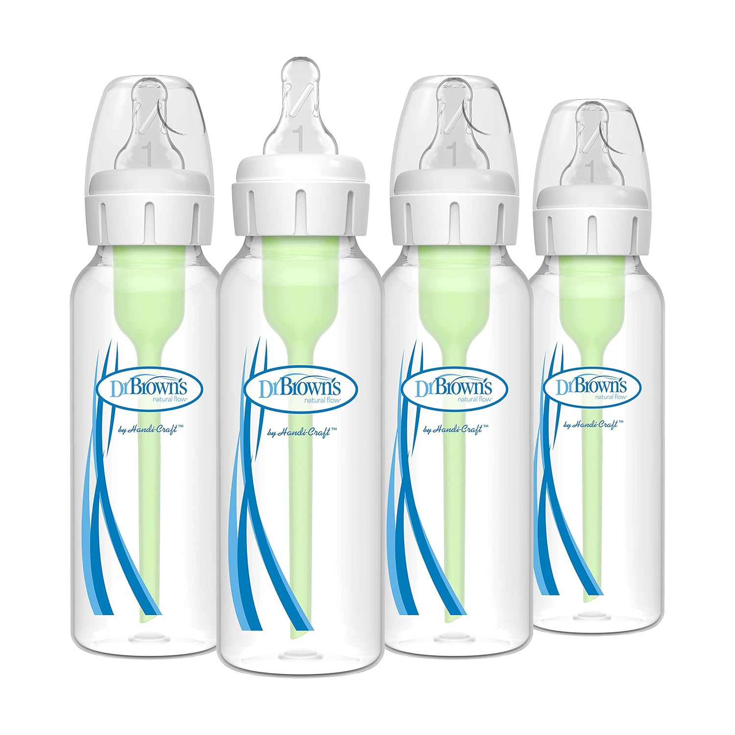 Dr. Brown’s Natural Flow Anti-Colic Options+ Narrow Baby Bottle, 8 oz/250 mL, with Level 1 Slow Flow Nipple, 0m+, 4 count Dr. Brown’s Natural Flow Anti-Colic Options+ Narrow Baby Bottle, 8 oz/250 mL, with Level 1 Slow Flow Nipple, 0m+, 4 count