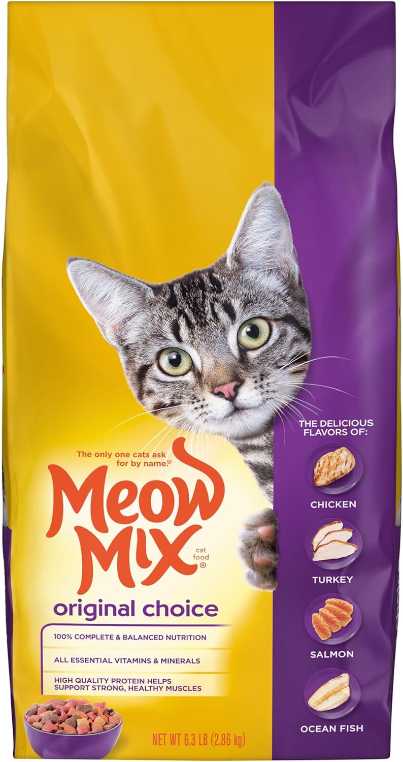 Meow Mix Original Choice Dry Cat Food, 6.3 Pound, Complete & Balanced Nutrition Meow Mix Original Choice Dry Cat Food, 6.3 Pound, Complete & Balanced Nutrition