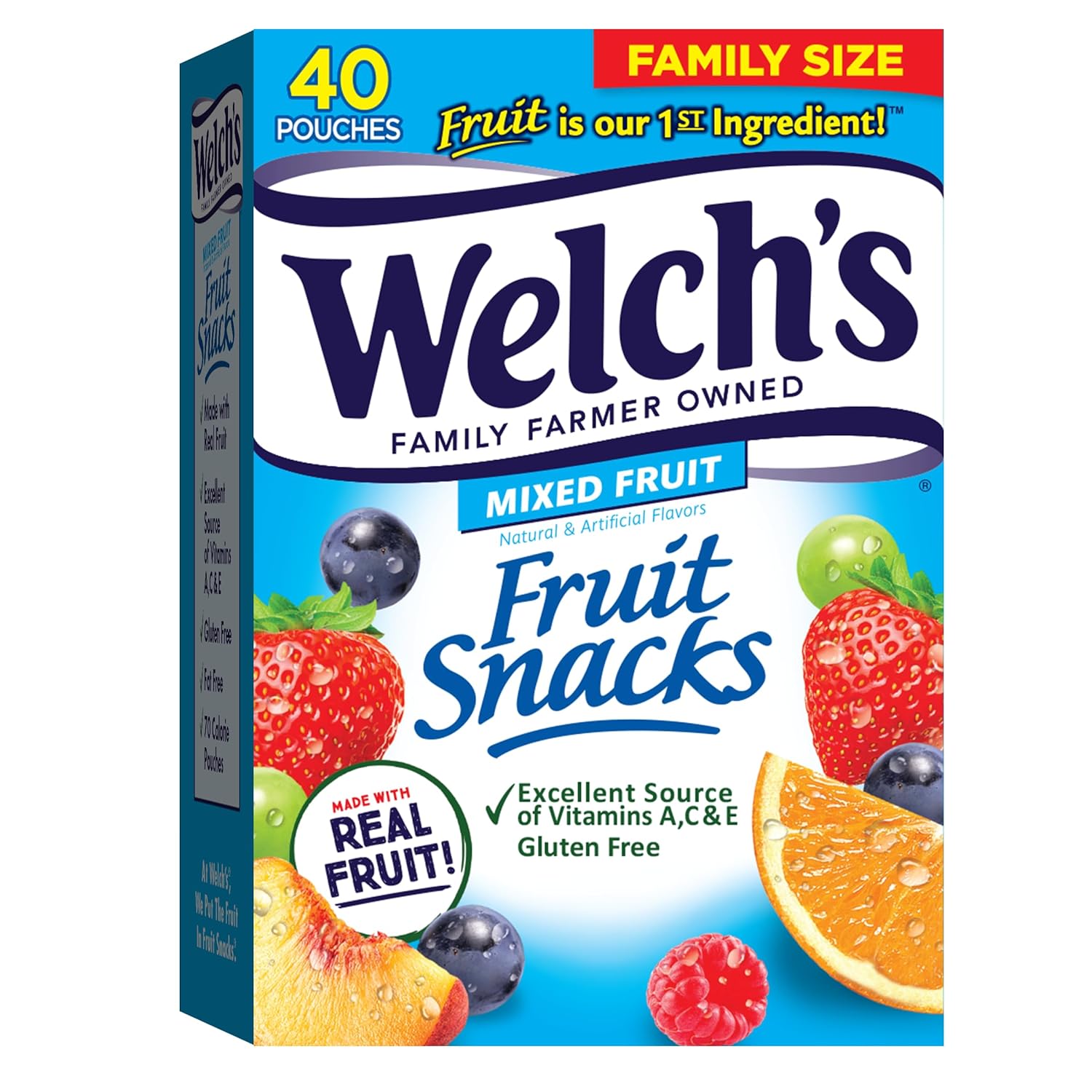 Welch’s Fruit Snacks, Mixed Fruit, Perfect Stocking Stuffer, Bulk Pack, Gluten Free, Individual Single Serve Bags, 0.8 oz (Pack of 40) Welch’s Fruit Snacks, Mixed Fruit, Perfect Stocking Stuffer, Bulk Pack, Gluten Free, Individual Single Serve Bags, 0.8 oz (Pack of 40)